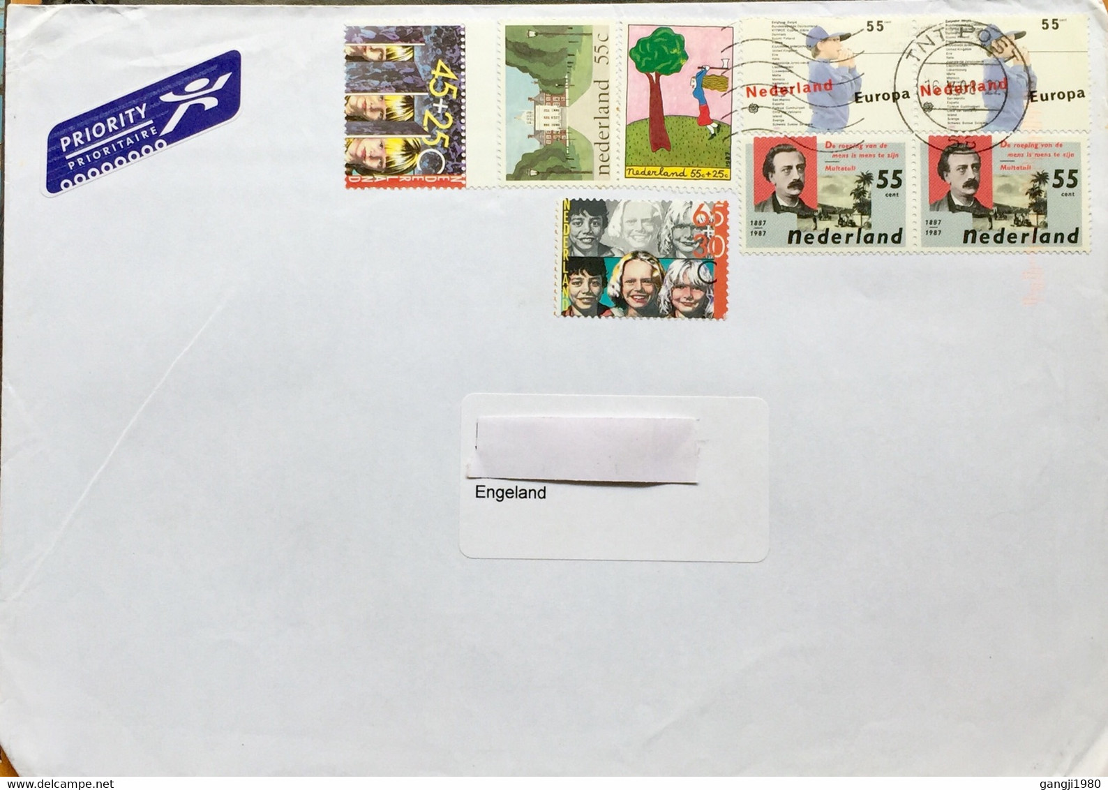 NEDERLAND 2008, AIRMAIL USED COVER TNT POST TO ENGLAND 8 STAMPS USED!!! ARCHITECTURE ,SAVE TREE ,EUROPA,CHILDREN BOYS , - Brieven En Documenten