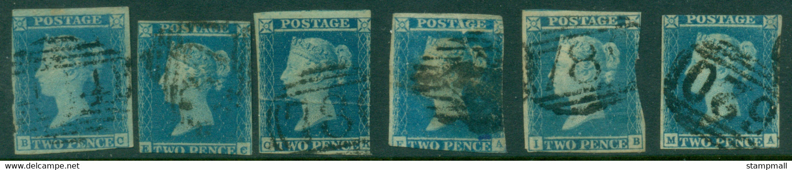 GB 1841 QV 2d Blue, Asst (6) Faults FU - Used Stamps