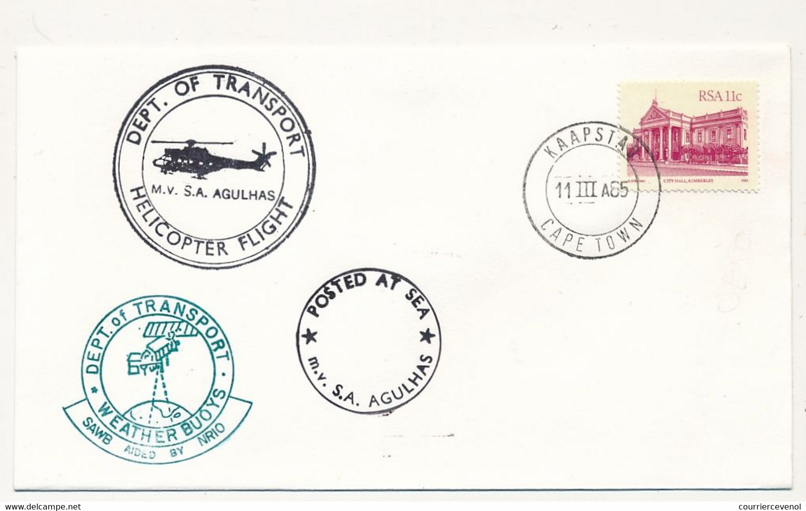 RSA - Env De Kaapstad (Capetown) - 11/3/1985 - Posted At Sea - Dept Of Transport HELICOPTER FLIGHT M.V. S.A. AGULHAS - Sonstige & Ohne Zuordnung