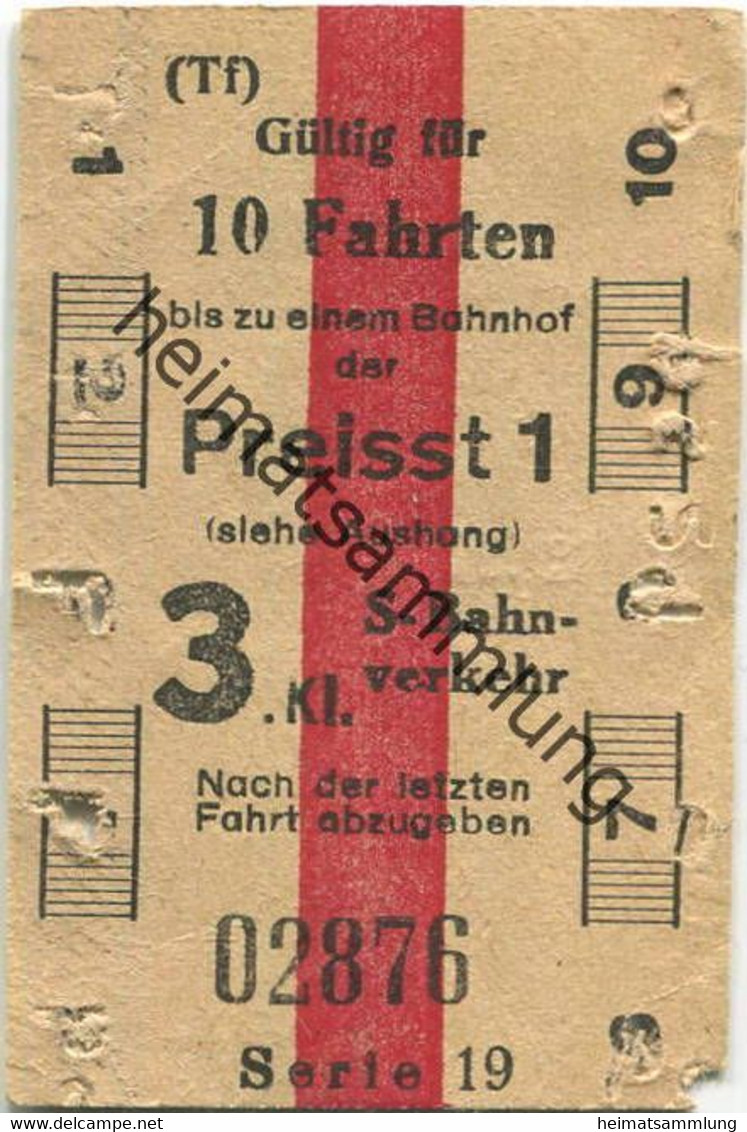 Deutschland - Gültig Für 10 Fahrten - Fahrkarte Berlin S-Bahn-Verkehr 3. Klasse - Europe