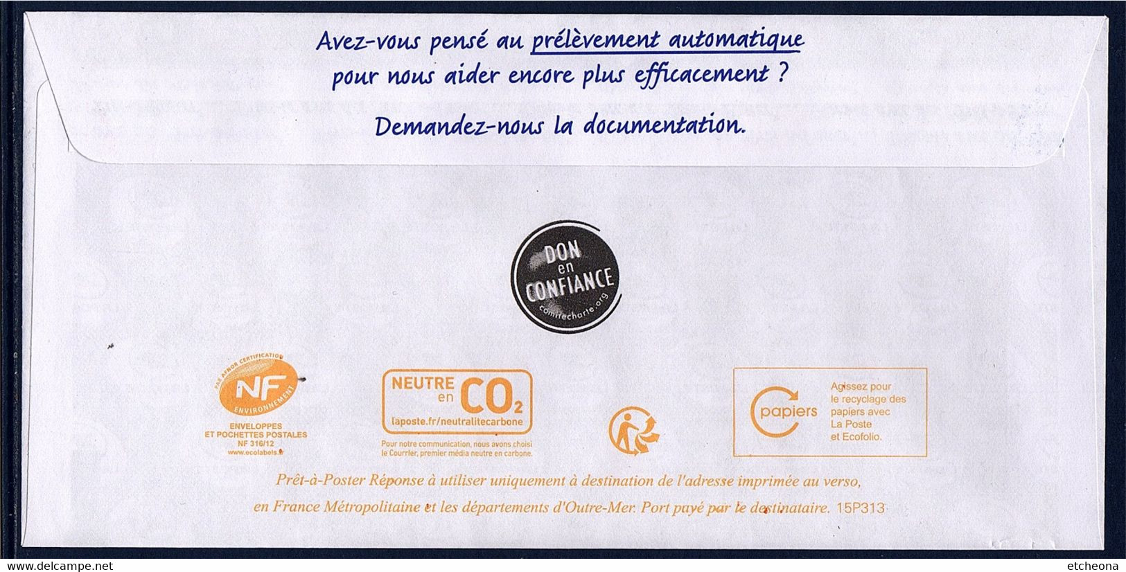 Fondation Pour La Recherche Enveloppe Postréponse Marianne Et La Jeunesse Non Circulée TVP LP Lot 15P313 Type N°4767 - Prêts-à-poster:reply