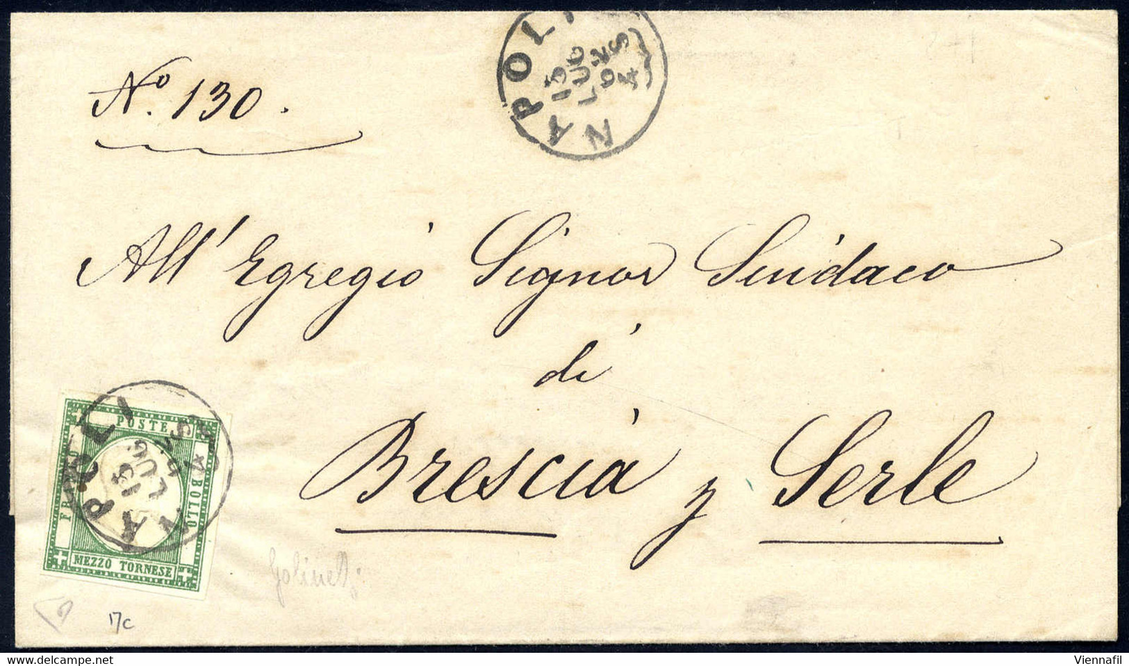 Cover 1862, Lettera Da Napoli Il 15.7. Affrancata Con ½ Tornese Verde Scuro Delle Province Napoletane, Firmato ED, Sass. - Naples