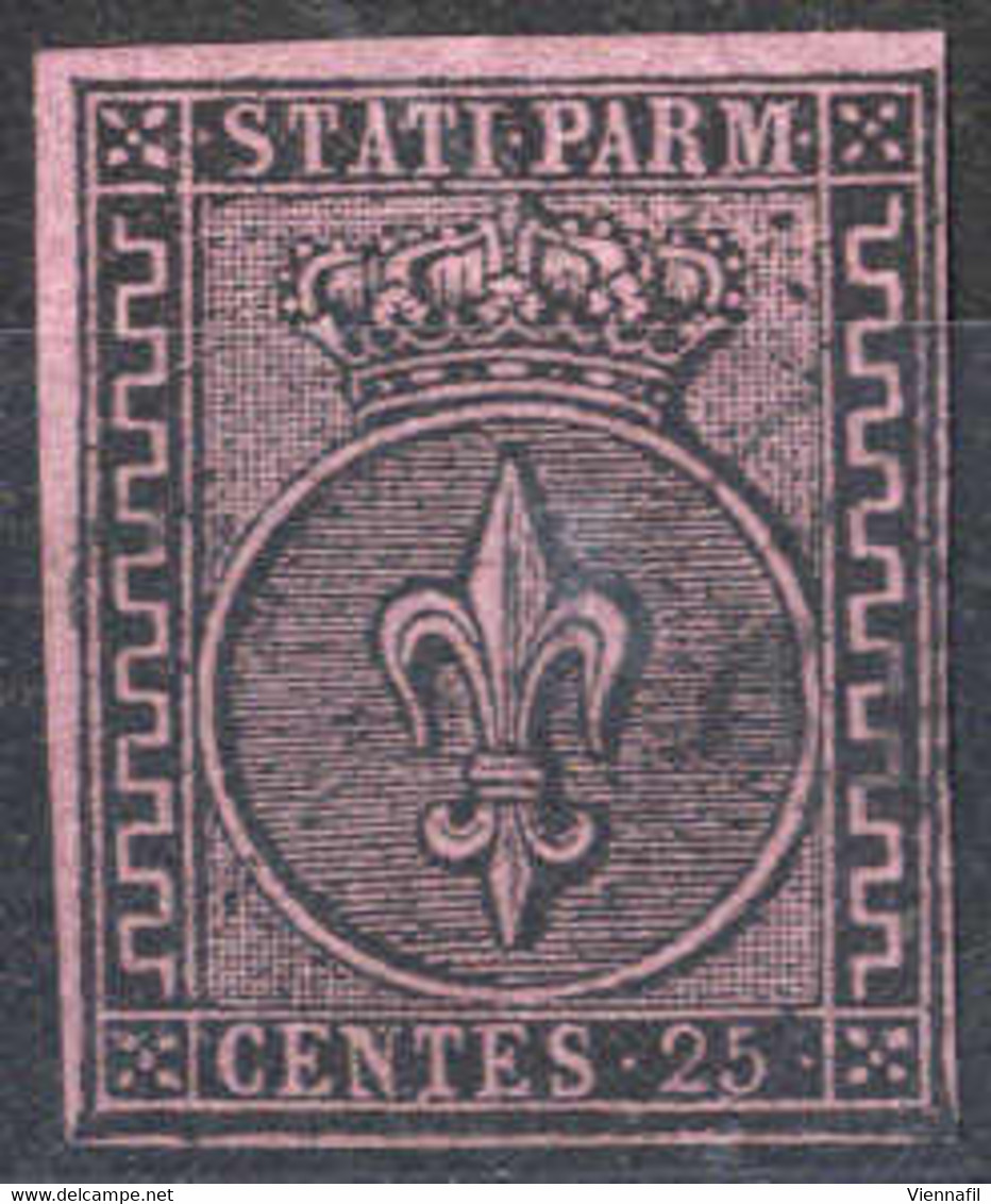O 1852, 25 C. Violetto, Qualche Minimo Assottigliamento, Sass. 4 / 500,- - Parma