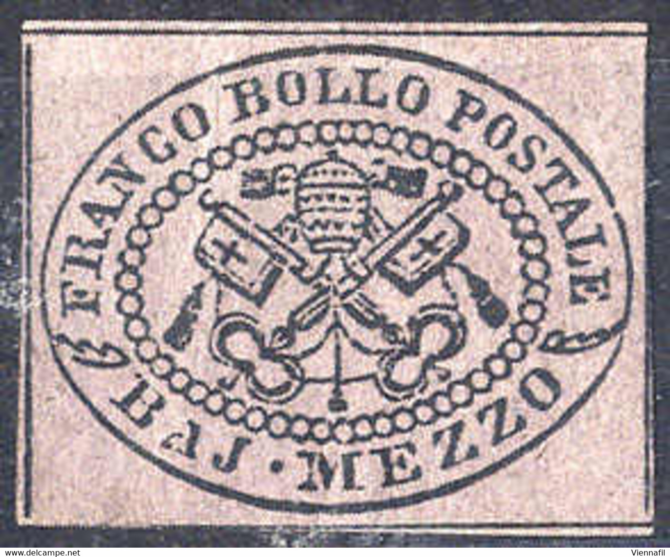 * 1852, ½Baj. Violetto Grigiastro, Nuova Con Gomma Originale (Sass. 1A / 150,-) - Papal States