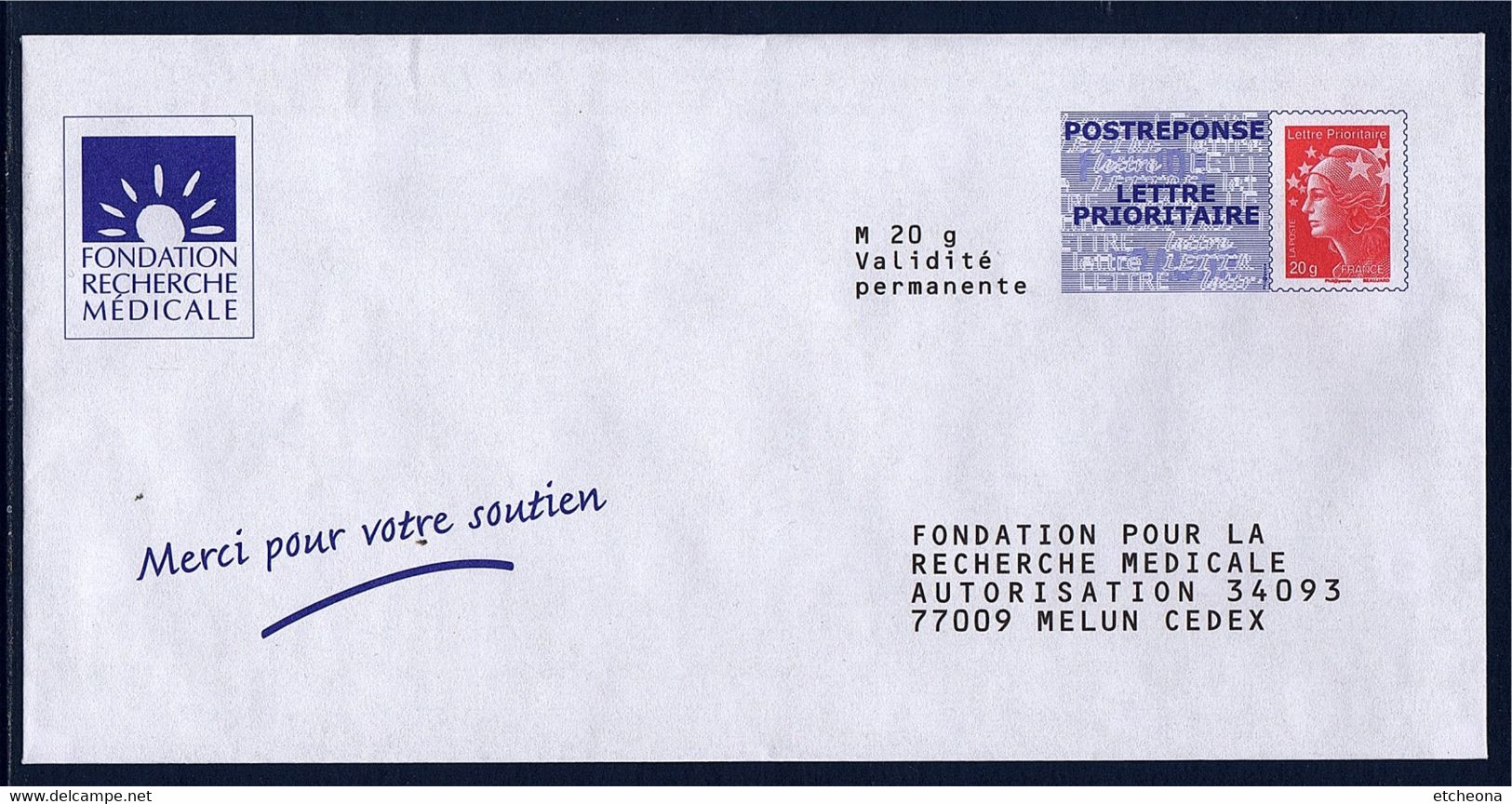 Fondation Pour La Recherche Enveloppe Postréponse Marianne Beaujard Non Circulé TVP LP Lot 11P555 Type N°4230 - PAP: Antwort
