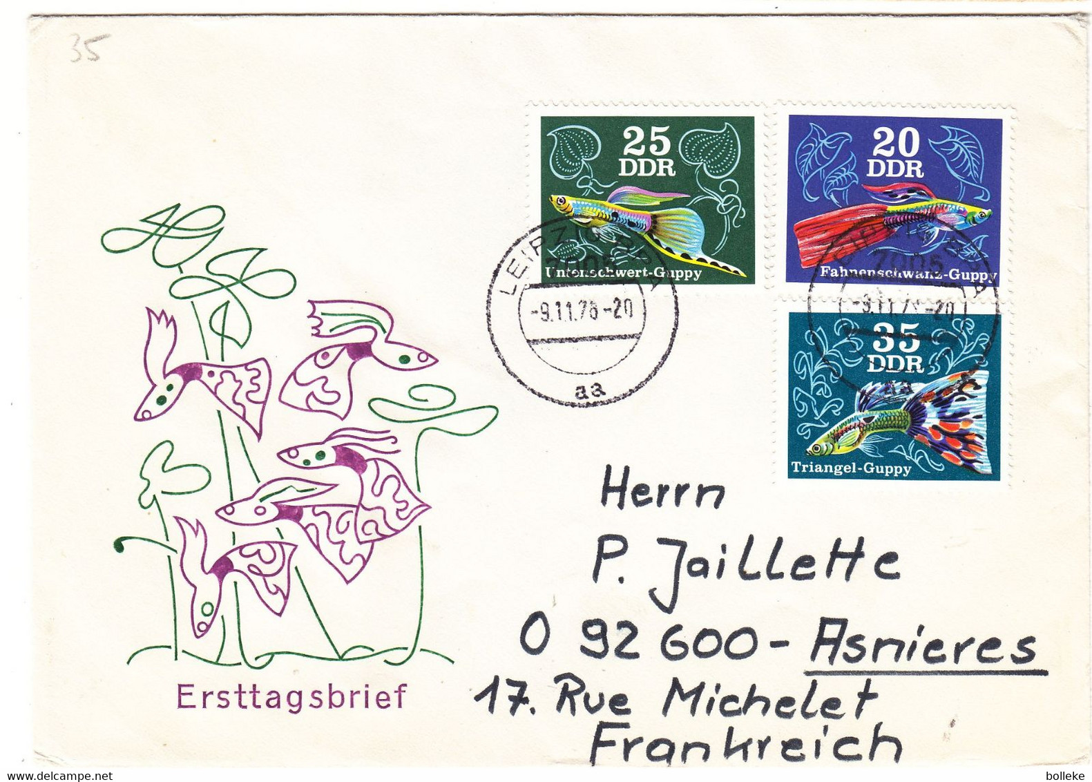 Allemagne - République Démocratique - Lettre De 1976 - Oblit Leipzig - Poissons - - Briefe U. Dokumente