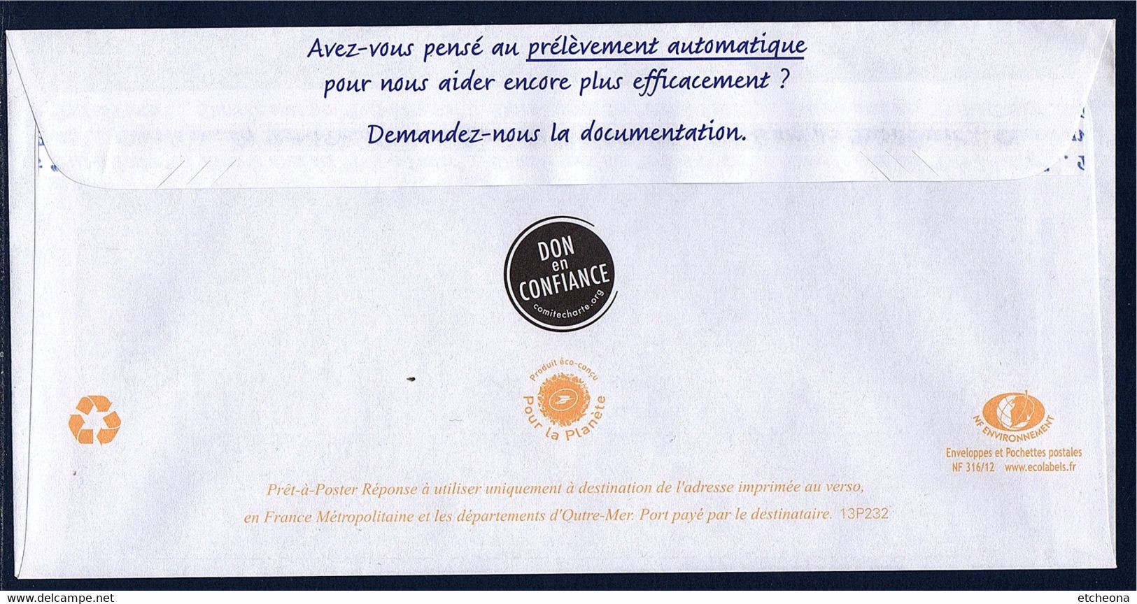 Fondation Pour La Recherche Enveloppe Postréponse Marianne Beaujard Non Circulé TVP LP Lot 13P232 Type N°4230 - Prêts-à-poster: Réponse