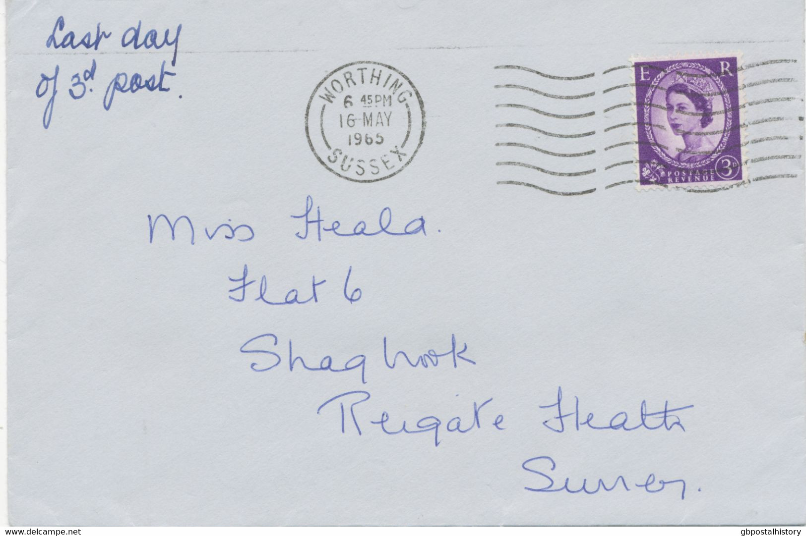 GB 1965 QEII Wilding 3d Single Postage On Superb LAST DAY POSTAGE RATE COVER - Brieven En Documenten