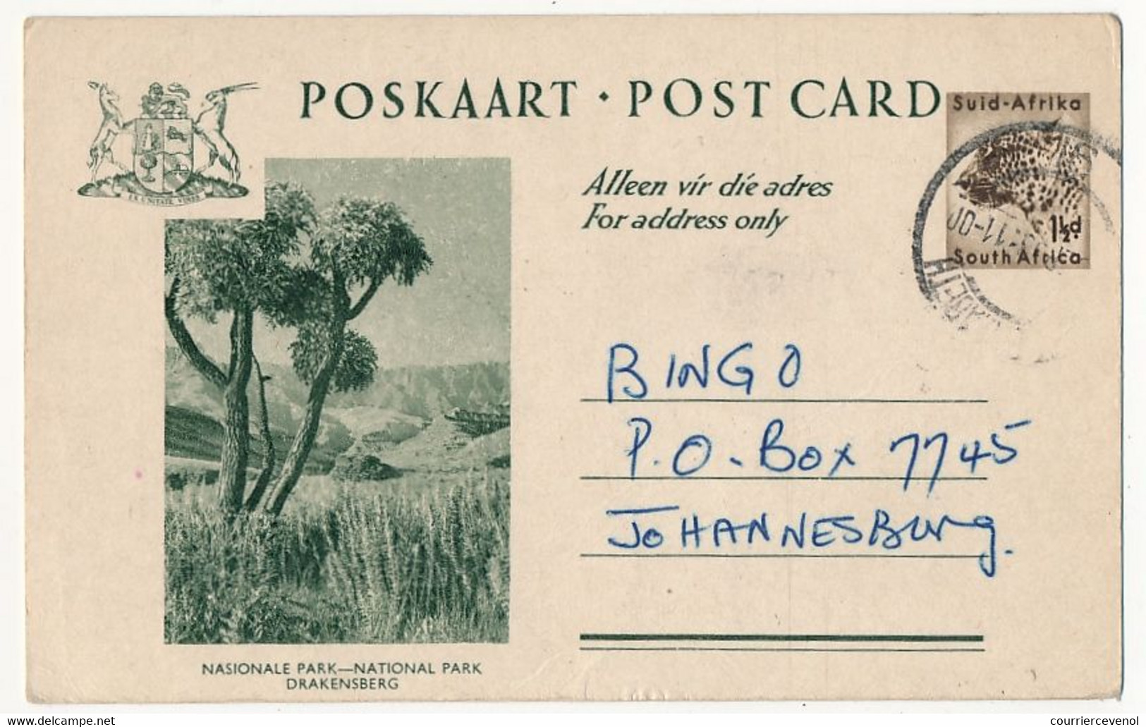 RSA - Carte Postale (entier) 1 1/2d National Park - Oblitérée - Other & Unclassified