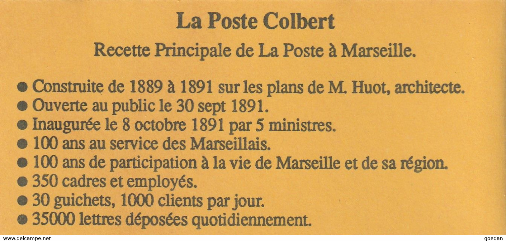 LA POSTE COLBERT  MARSEILLE  8  Octobre 1991 - 2 Carnets De 10 Timbres "D" - Other & Unclassified