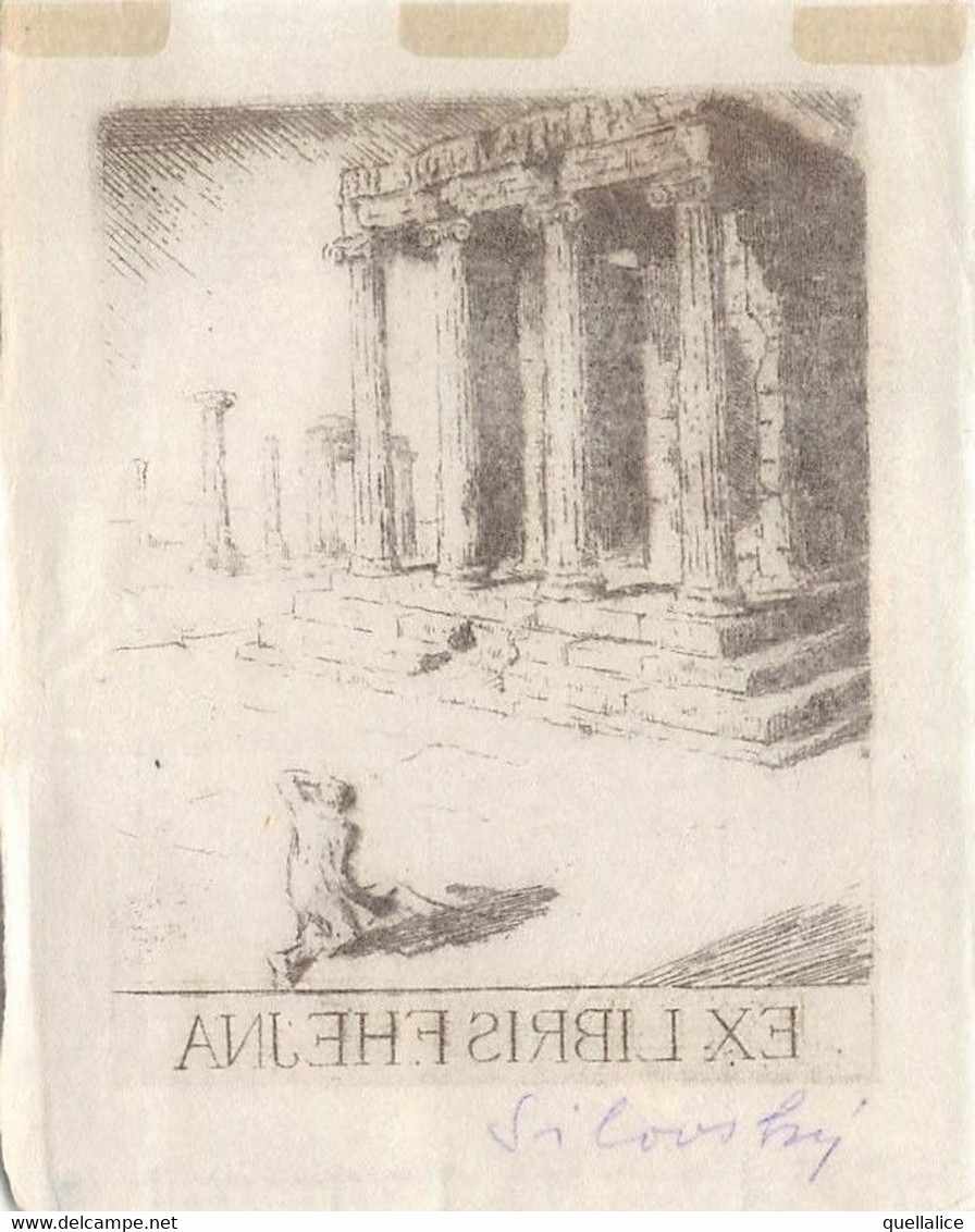 03627  "F. HEJNA-RELATORE PER PARERE INGINOCCHIATO DAVANTI ALLE ROVINE DEL TEMPIO IONICO-SILOVSKY V.1891-1974" EX LIBRIS - Exlibris