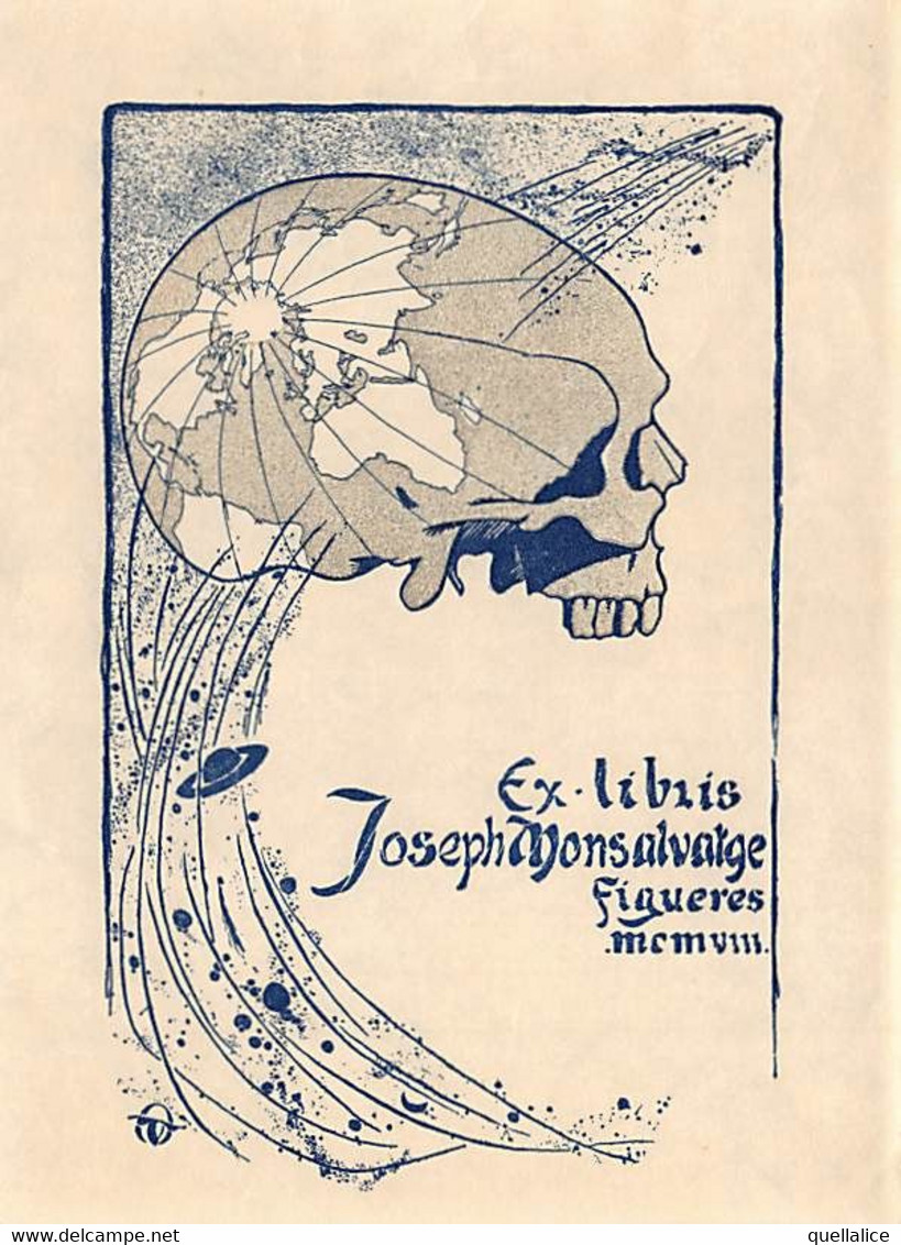 03628  "JOSEPH MONSALVATJE -FIGUERES DI VICTOR OLIVA - CALAVERA - 1908 " EX LIBRIS - Exlibris
