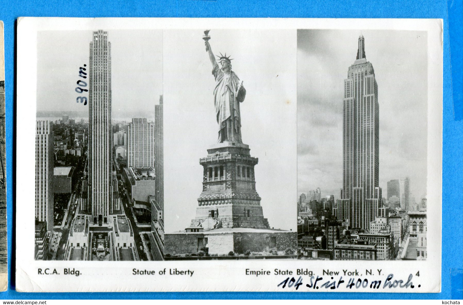 J042, New York, Empire State Bldg, R. C. A. Bldg, Statue Of Liberty, 4, Circulée 1950 - Empire State Building