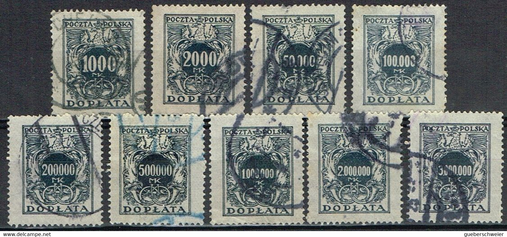 POL 151 - POLOGNE 9 Val Entre Taxe 49 Et 61 Obl. - Portomarken