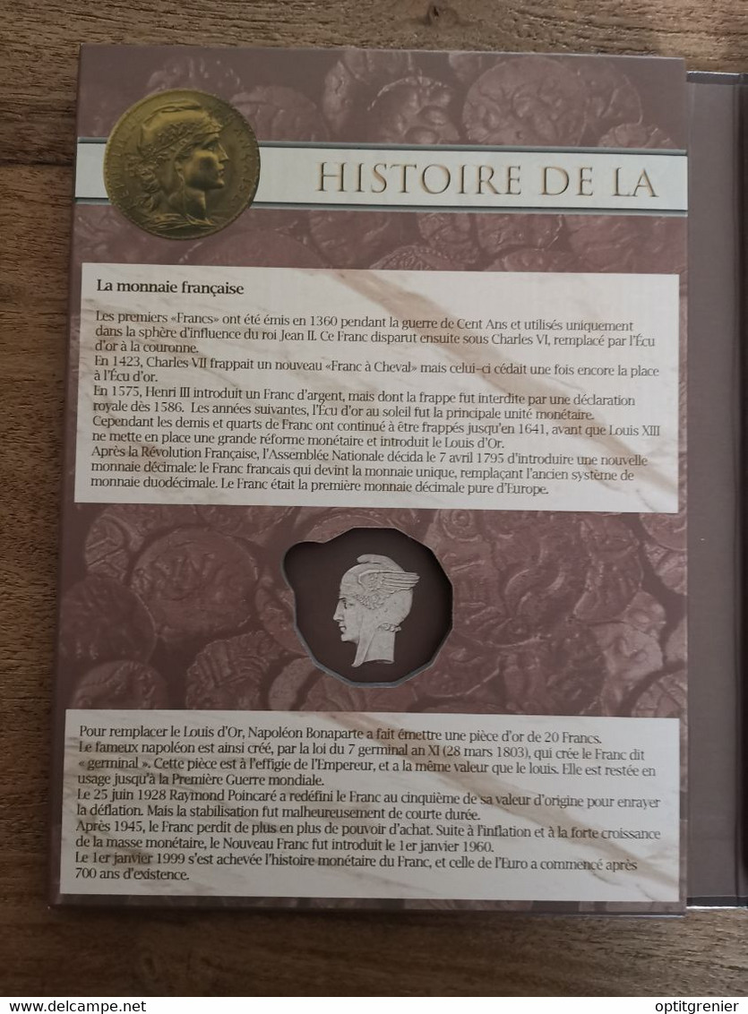 VIDE EMPTY / COFFRET VIDE POUR 5 MEDAILLES / HISTOIRE DE LA MONNAIE FRANCAISE - Monétaires / De Nécessité