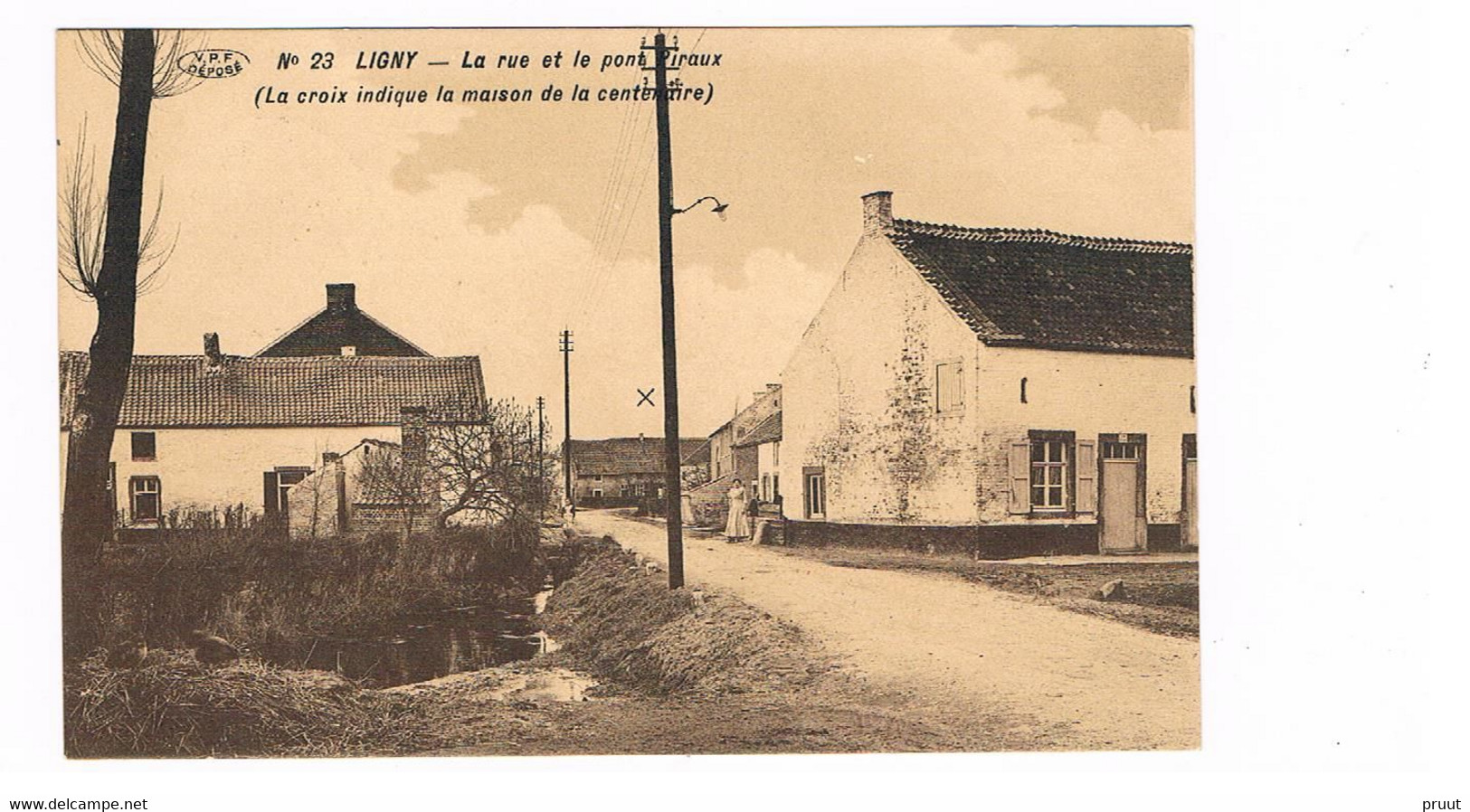 Nr 23 Ligny La Rue Et Le Pont Piraux ( Centenaire) CARTE TRES RARE FELDPOST Etat Parfait - Sombreffe