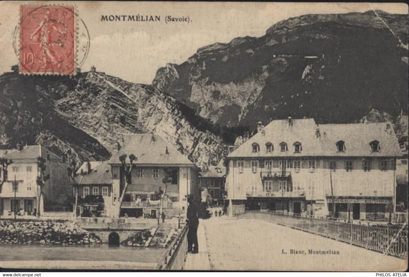 CPA CP Montmélian Savoie L Blanc YT 129 Perforation C.L. CAD Montmélian Gare 8 4 1907 - Montmelian