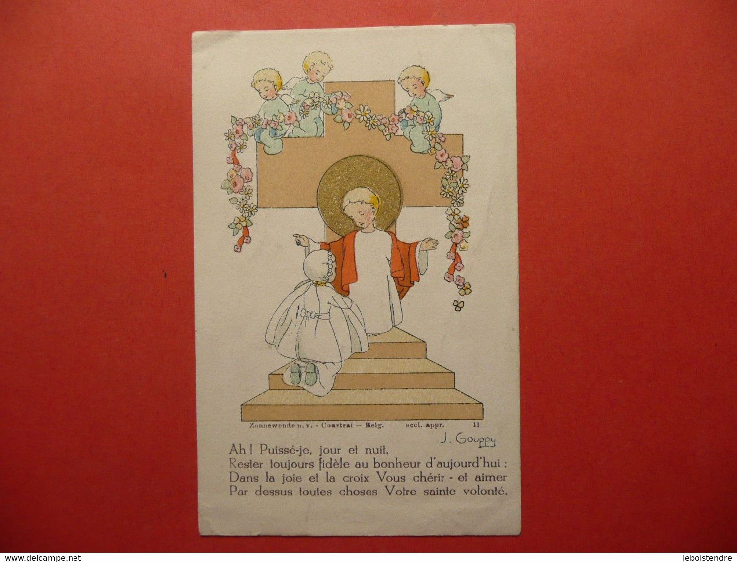 IMAGE PIEUSE / RELIGIEUSE  ILLUSTRATION SIGNEE J GOUPPY  SOUVENIR DE LA COMMUNION PRIVEE 1948 - Imágenes Religiosas