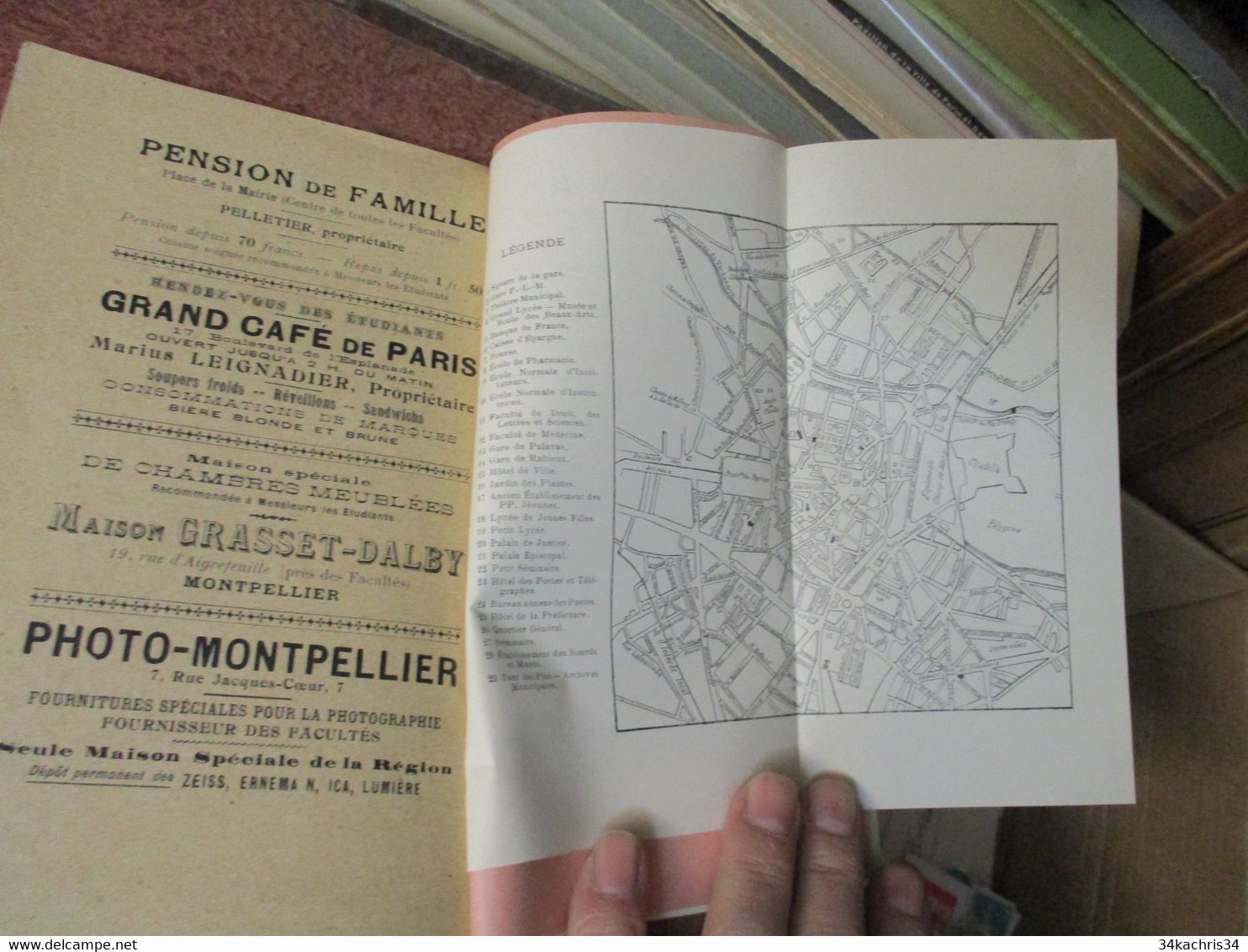 Annuaire Guide 1911/12 Union générale des étudiants de Montpellier 88 pages textes pub photo + 1 plan