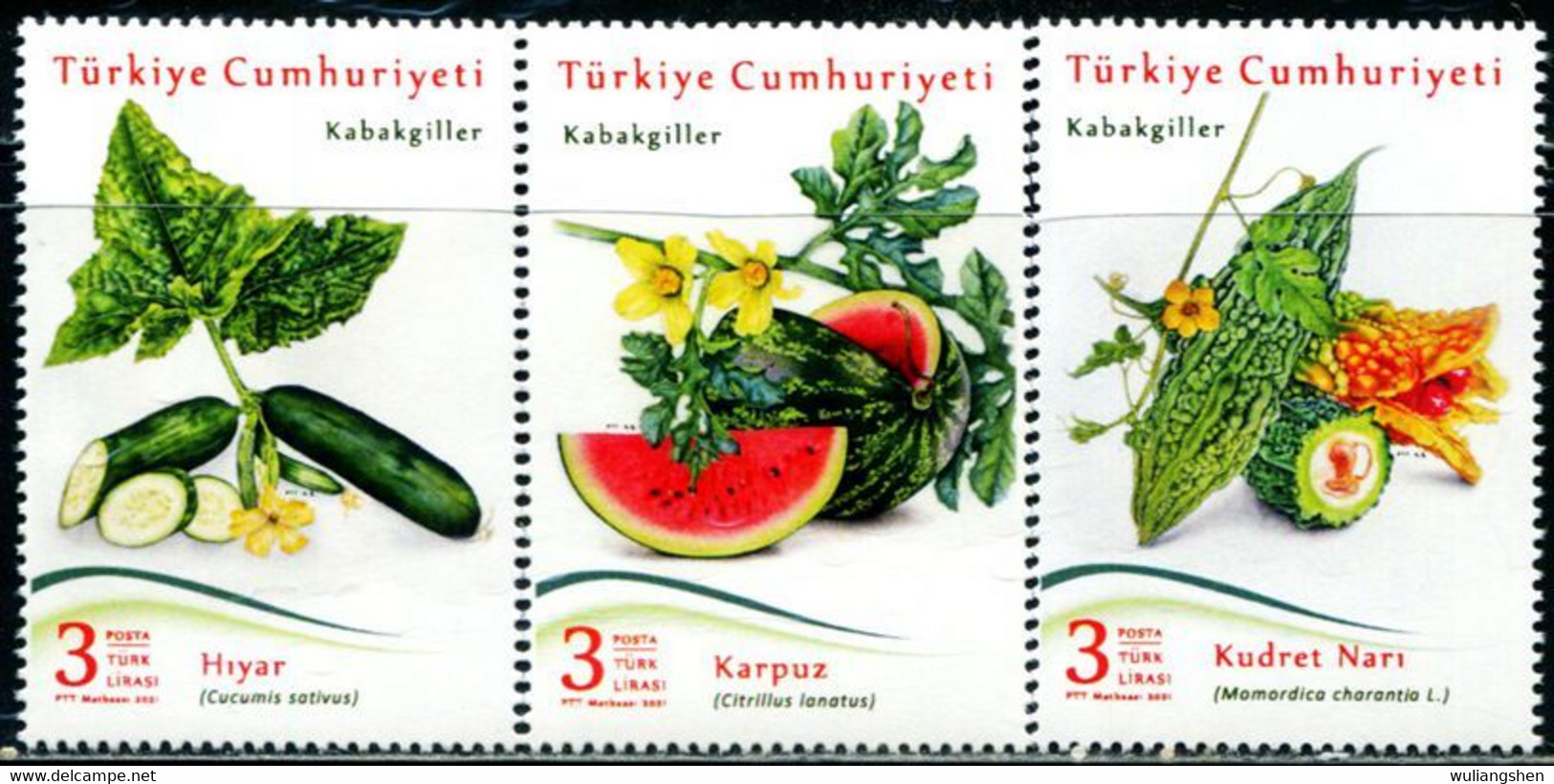 XH0193 Turkey 2021 Fruits, Vegetables, Bitter Gourd, Watermelon, Etc. 3V MNH - Nuevos