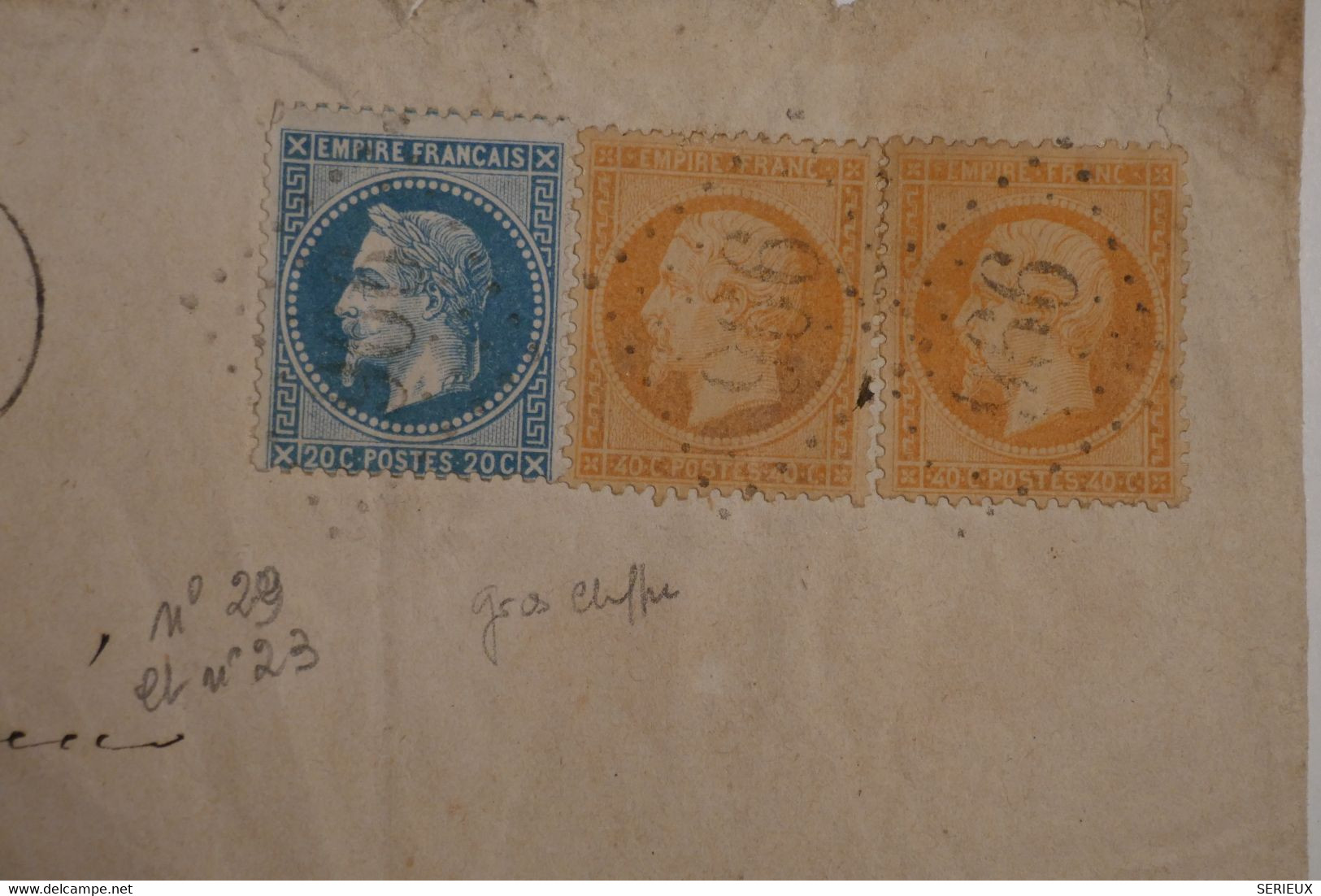 AP8 FRANCE BELLE  LETTRE  DEVANT 1867 +CHEMILLE +N°23 N°29+AFFR.INTERESSANT - 1862 Napoleon III