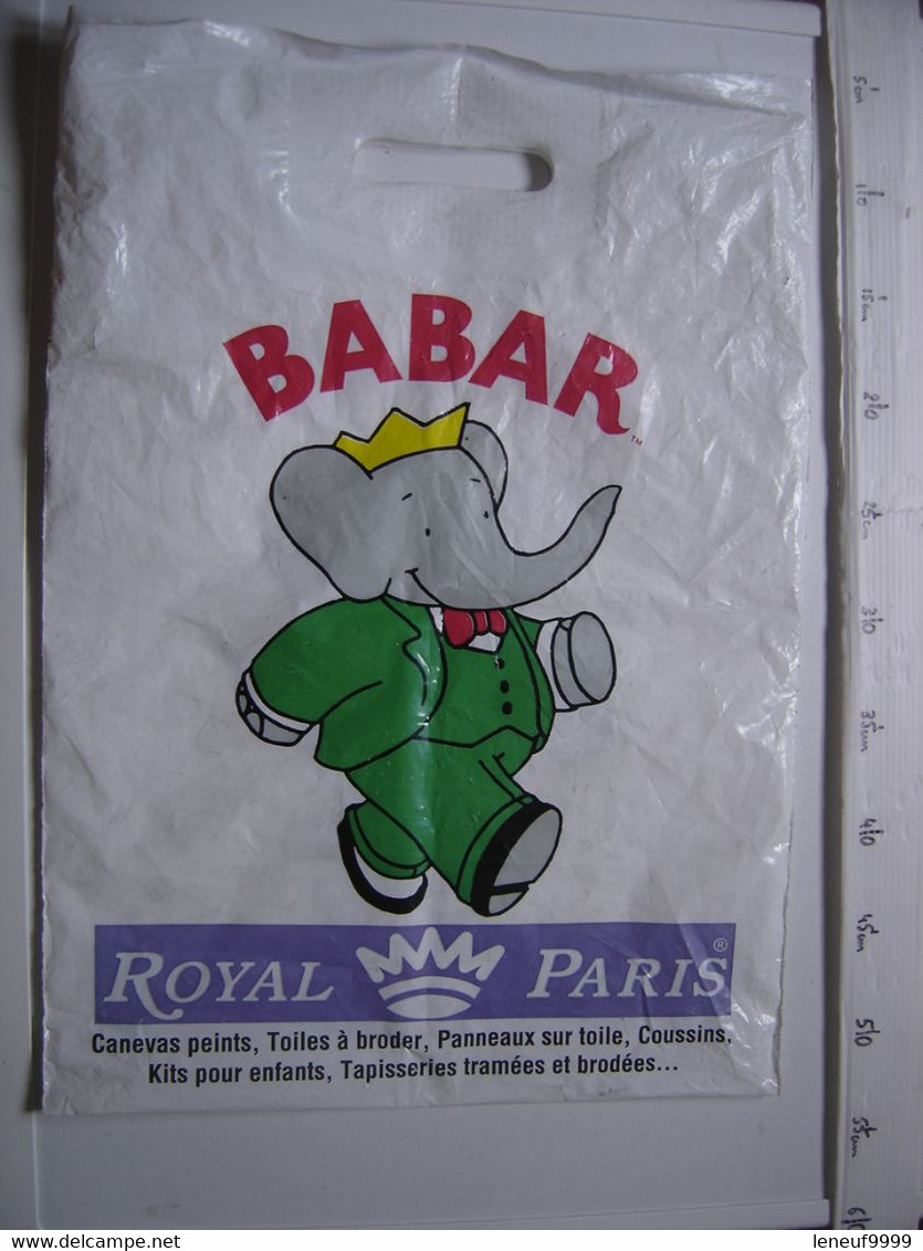 Sac En Plastique BABAR Royal Paris Canevas Toile A Broder Coussins Tapisseries - Objets Publicitaires