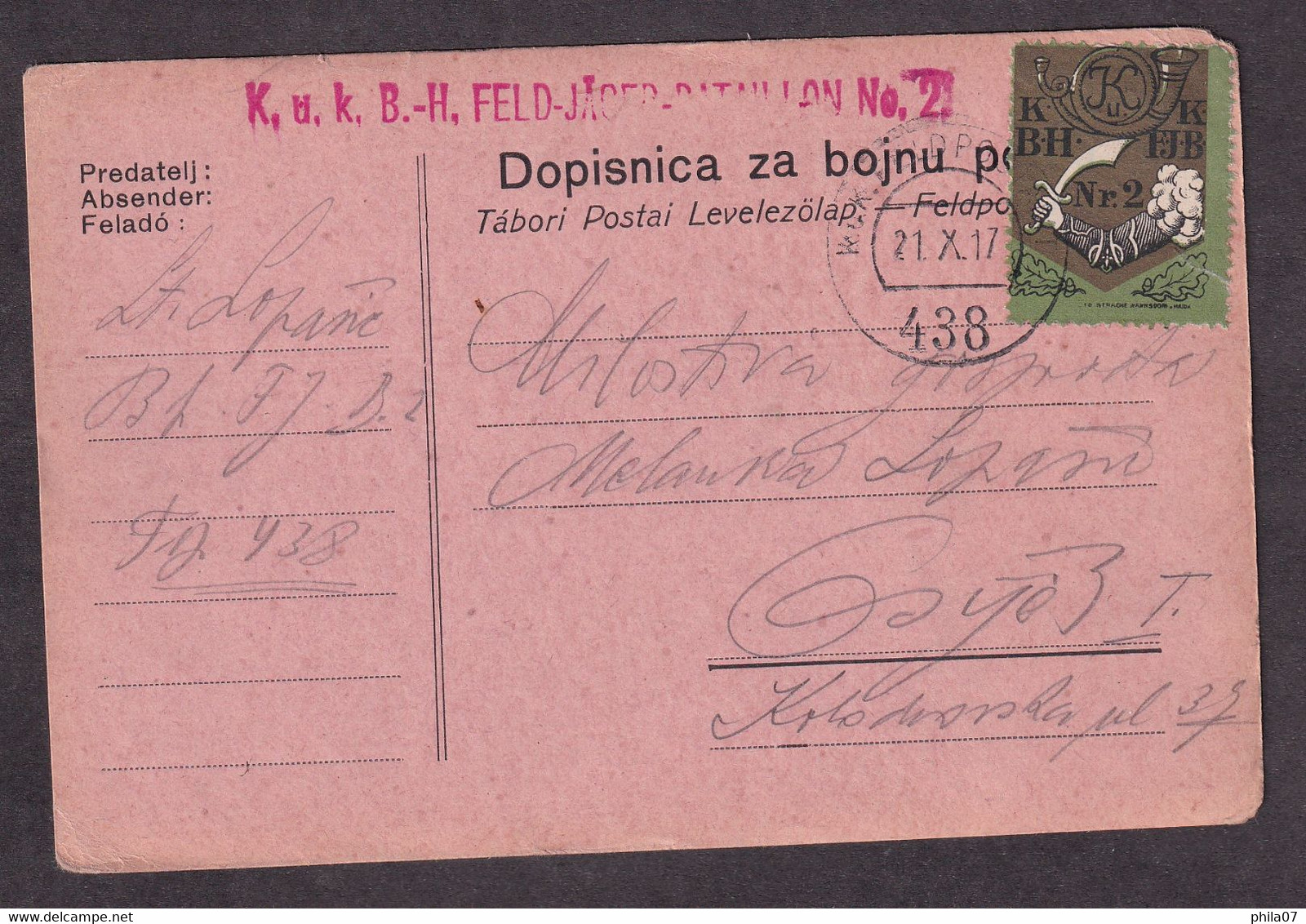Bosnia&Herzegovina/Austria - Military Stationery Sent From Military Mail 438 By Member Of Bosnia And Herzegovina FELD-JÄ - Briefe U. Dokumente