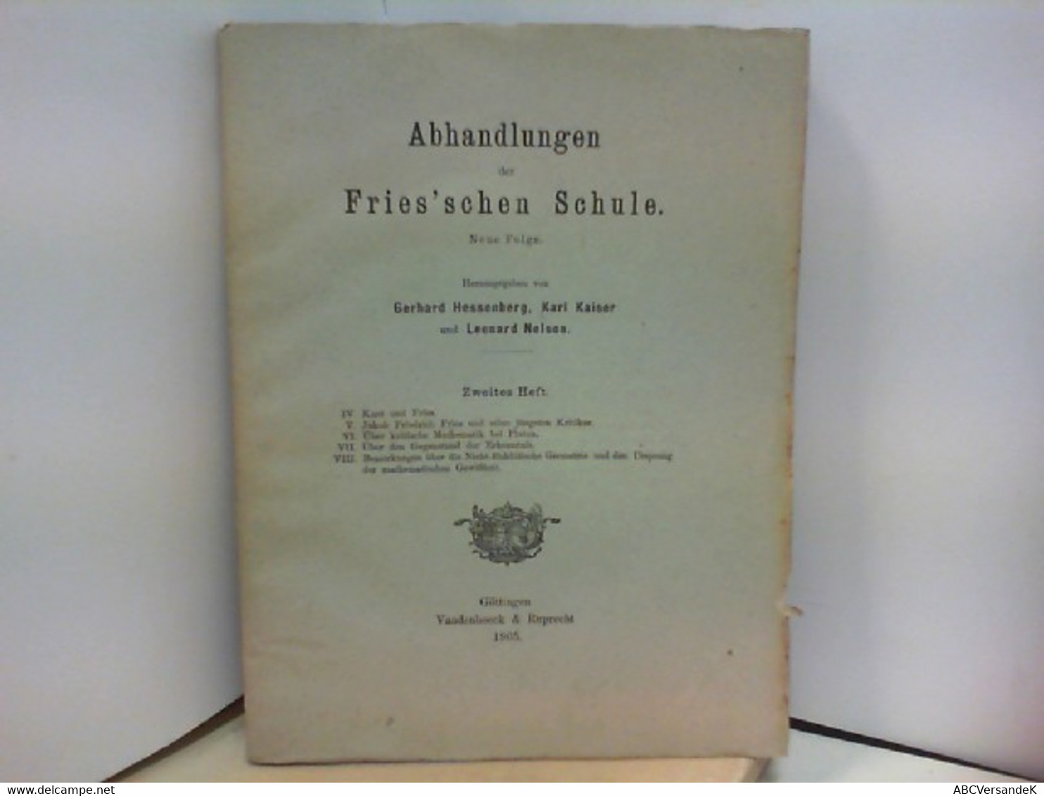 Abhandlungen Der Fries ' Schen Schule - Heft 2 - Philosophie