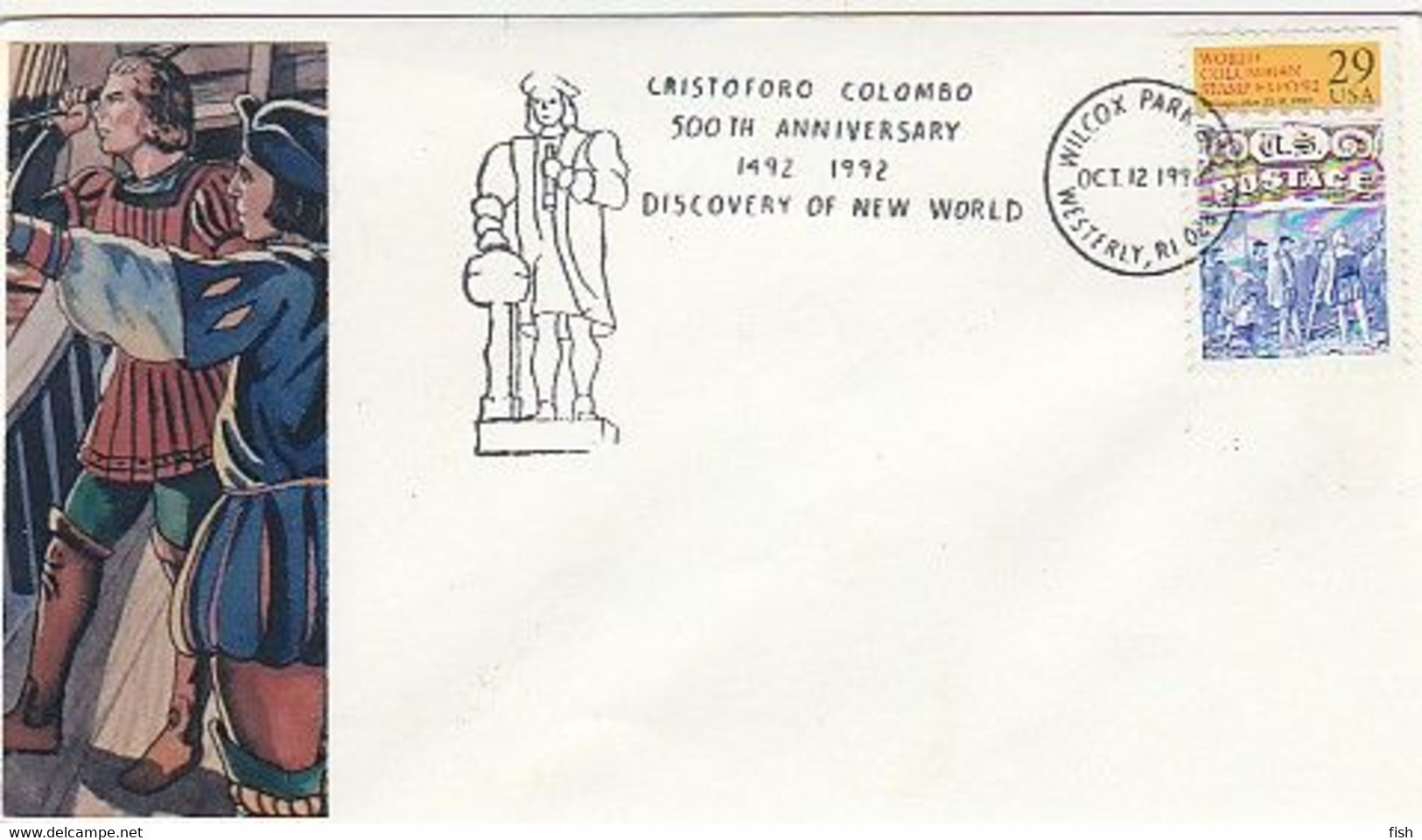 United States & FDC Colombus Expedition, Discover Of New World, Westerly 1992 (11059) - 1991-2000