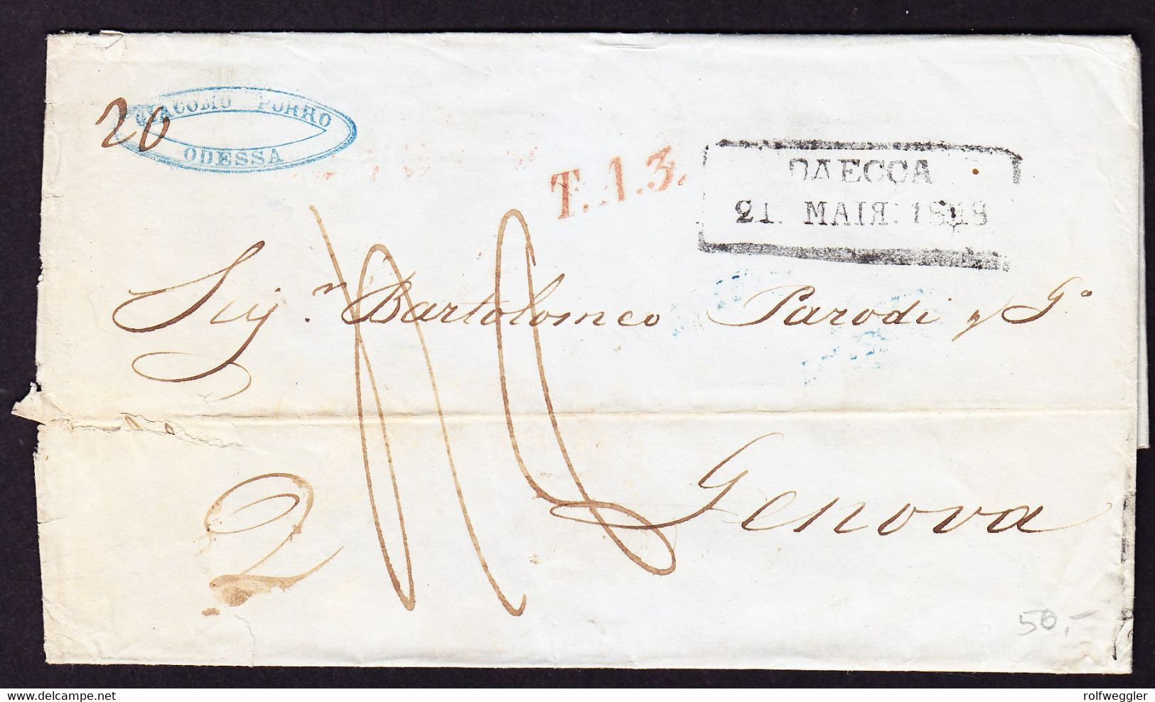 1848 Faltbrief Aus Odessa Nach Genua. Bedarfsspuren - ...-1857 Prephilately