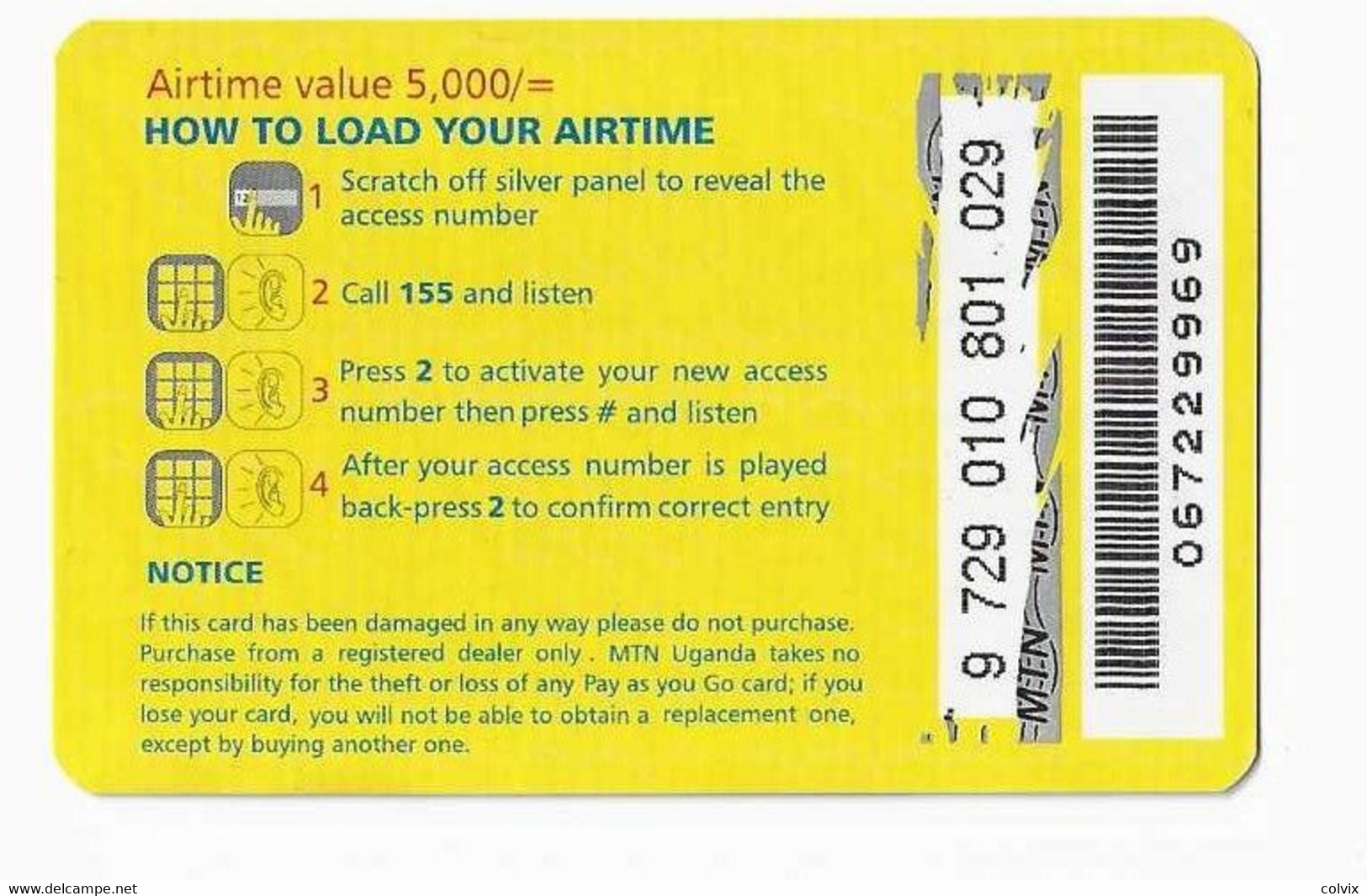 OUGANDA RECHARGE MTN AIRTIME CARD 5,000/= - Uganda