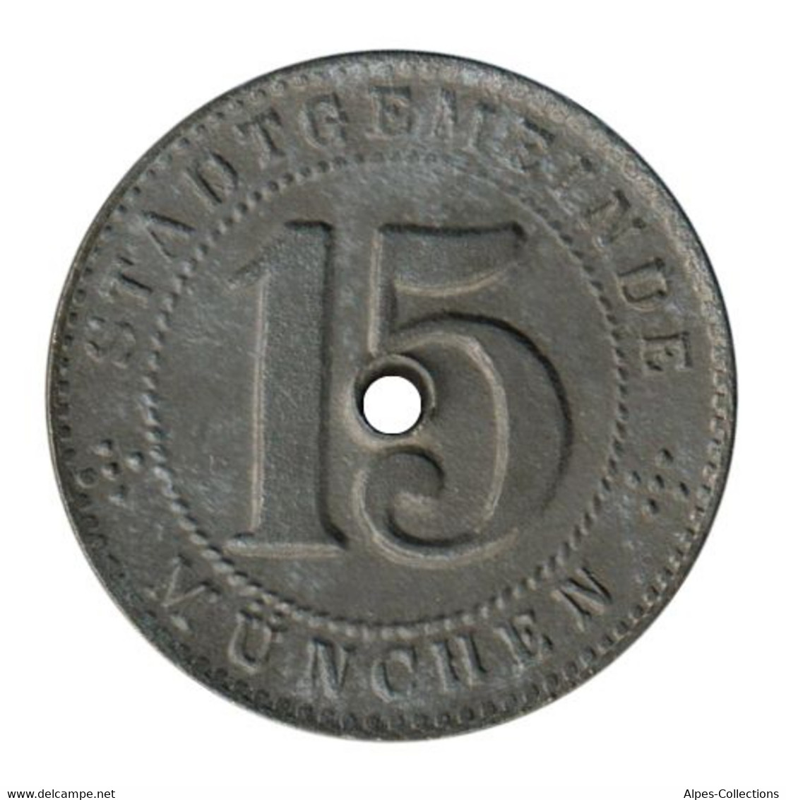ALLEMAGNE - MUNCHEN - 15.1 - Monnaie De Nécessité - 15 Pfennig 1918 - Monétaires/De Nécessité