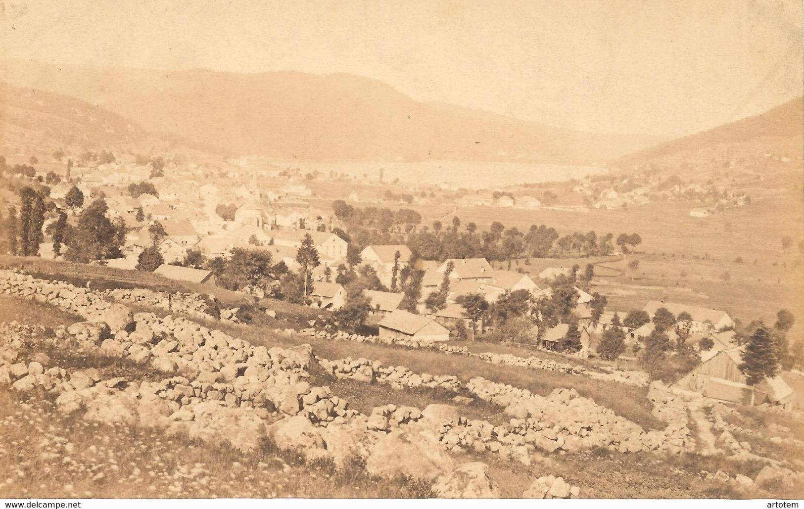 PHOTO ANCIENNE CABINET 1880 GERARDMER PANORAMIQUE Signé A.D.BRAUN DORNACH PHOTOGRAPHIE ALBUMINE FRANCE - Luoghi