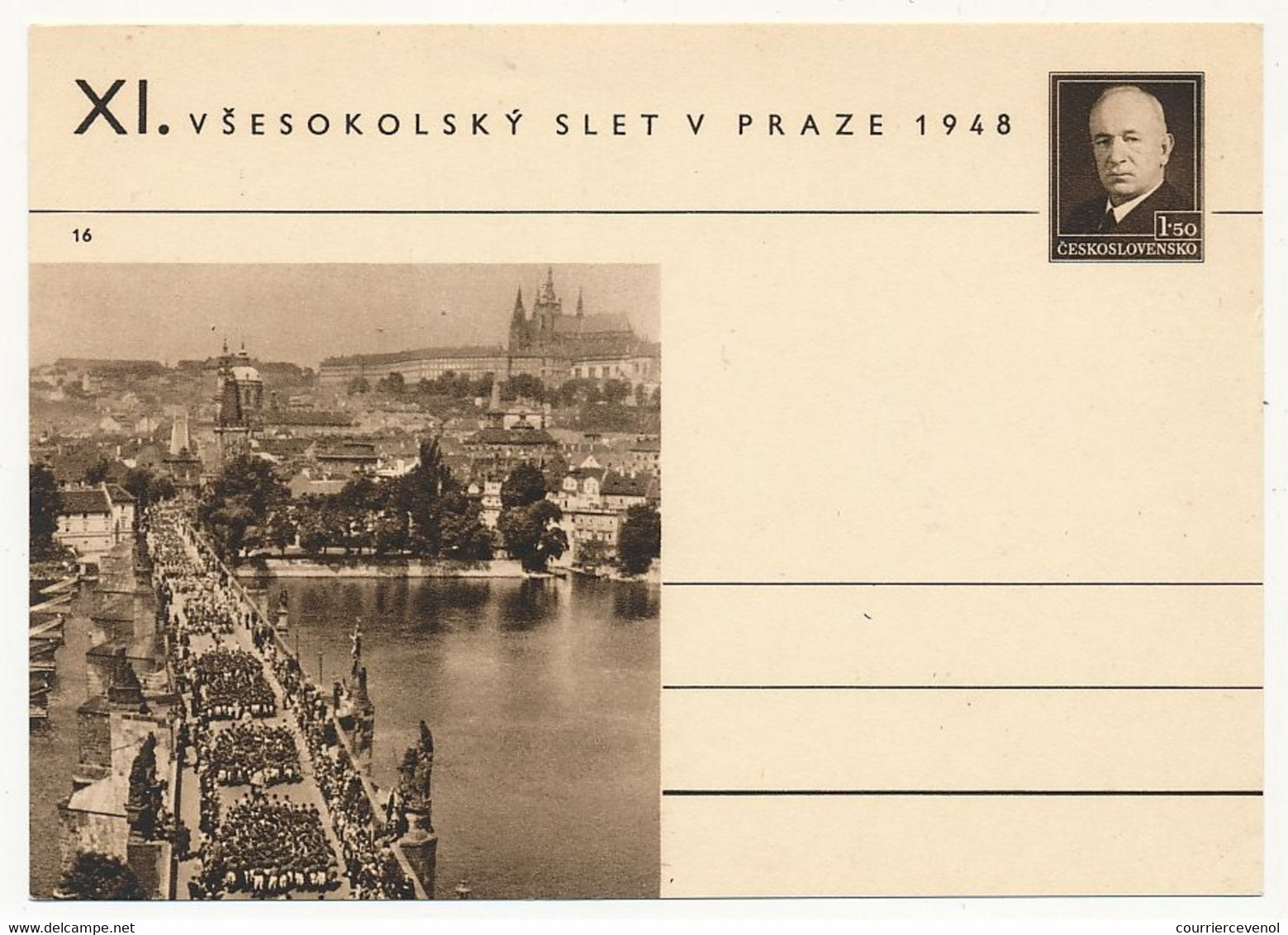 TCHECOSLOVAQUIE - Carte Postale (entier Postal) - Prague 1948 - Postales