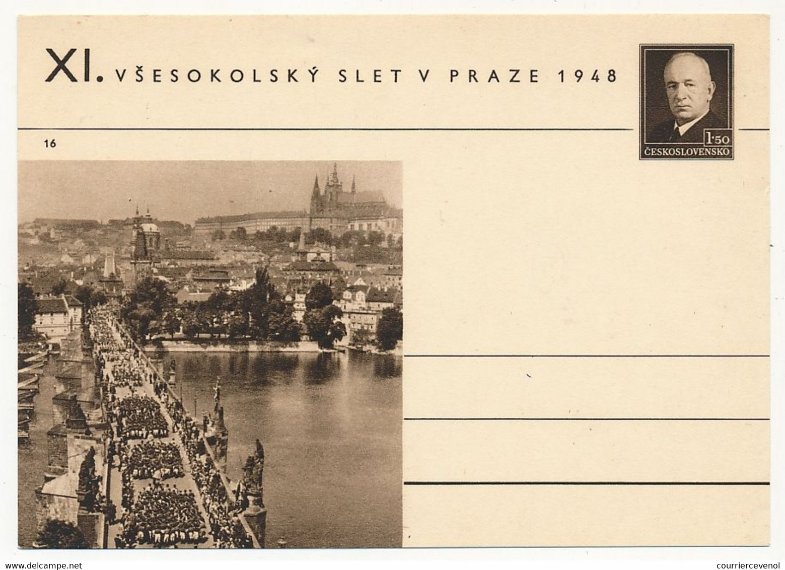 TCHECOSLOVAQUIE - Carte Postale (entier Postal) - Prague 1948 - Cartoline Postali