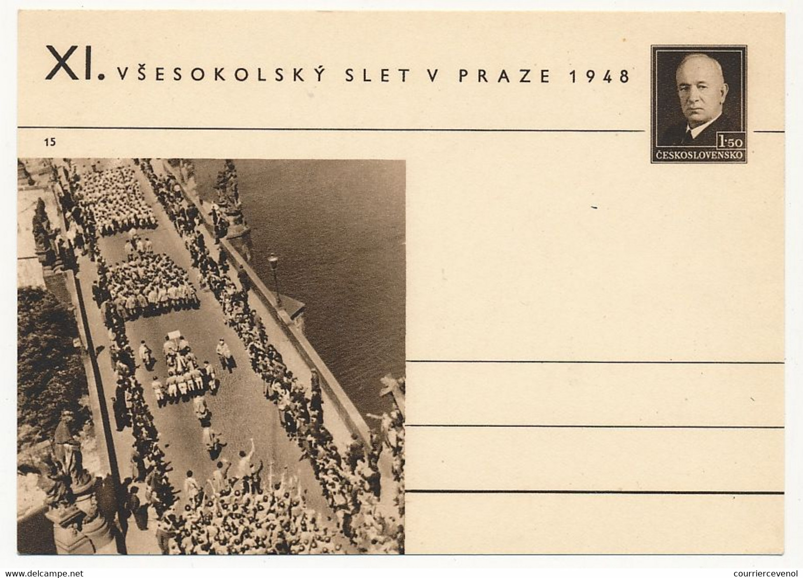 TCHECOSLOVAQUIE - Carte Postale (entier Postal) - PRAZE 1948 - Cartoline Postali