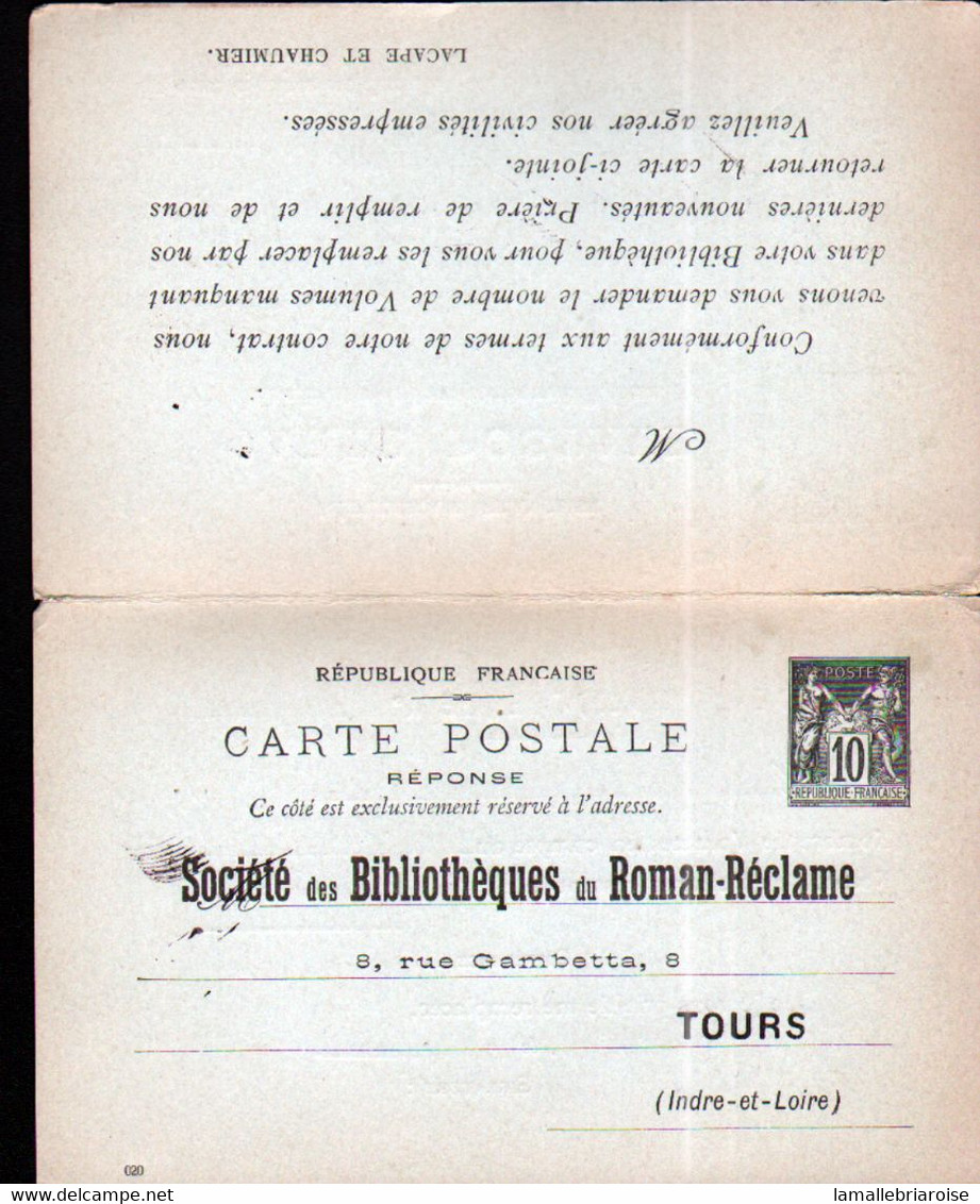 Carte Postale Avec Réponse Payée, Avec Reponse Imprimée, 10c SAGE Noir - Karten/Antwortumschläge T