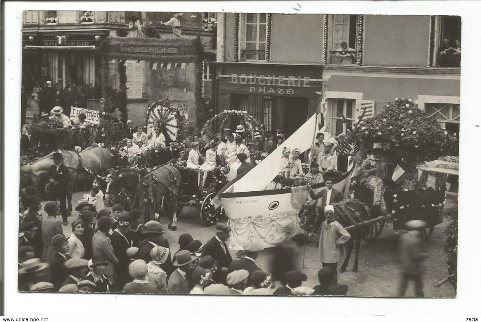 61.379/ BAZOCHES SUR HOENE - Carte Photo Fête (Boucherie P. Haze) - Bazoches Sur Hoene