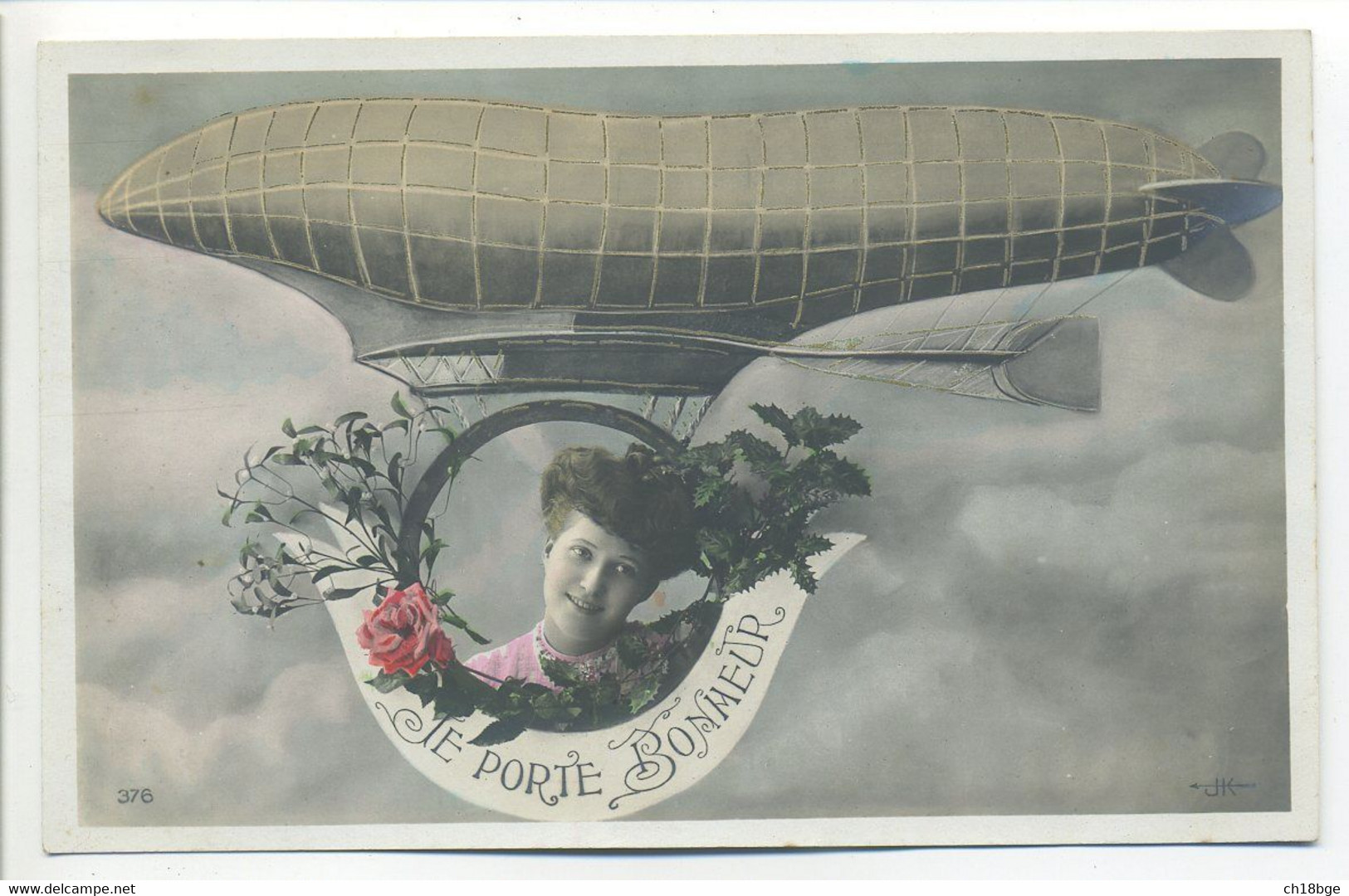 CPA Fantaisie - Jeune Femme Et Ballon Dirigeable - Zeppeline