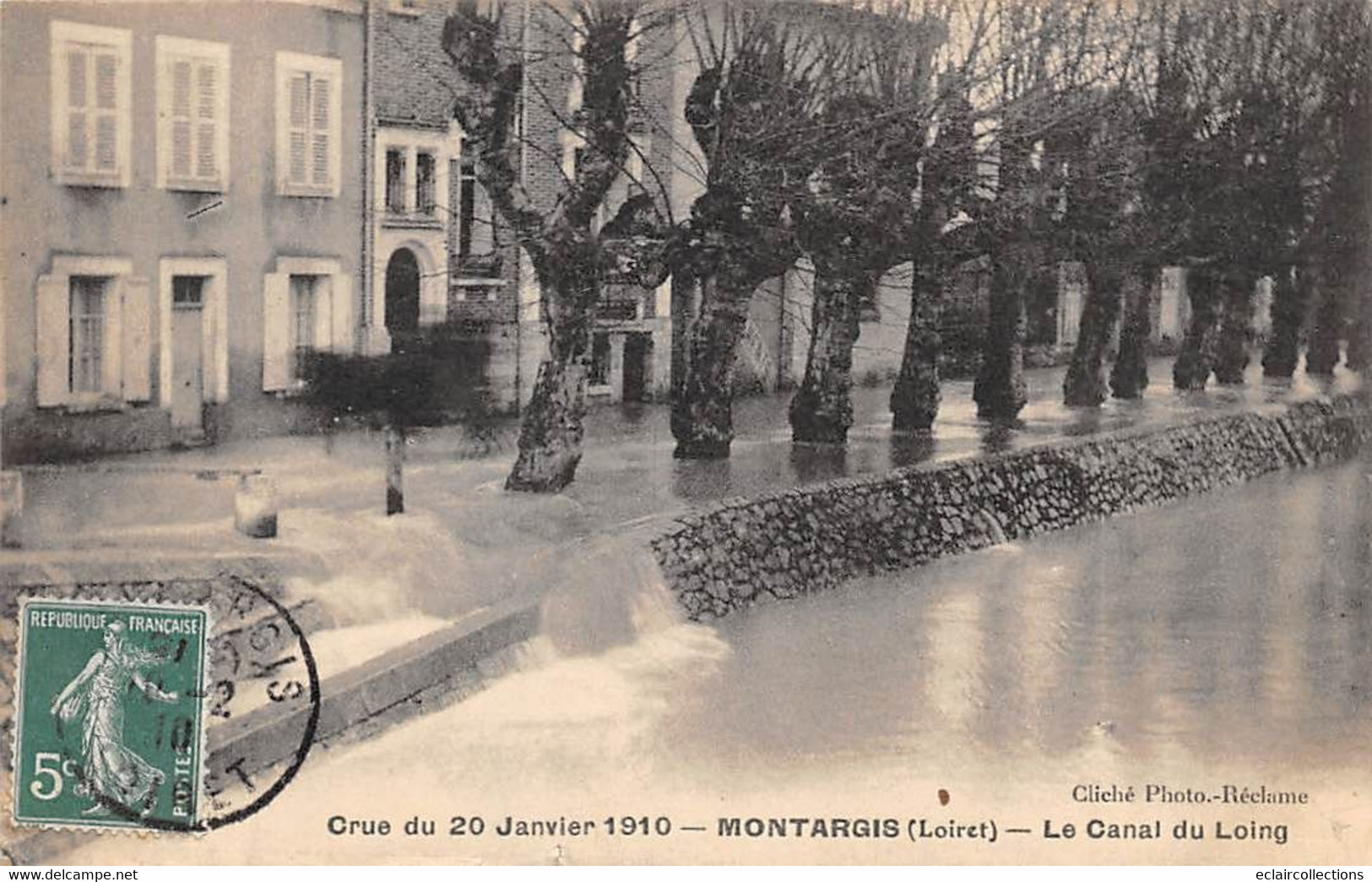 Montargis            45        Inondation Du 20 Janvier 1910 .  Le Canal Du Loing      (voir Scan) - Montargis