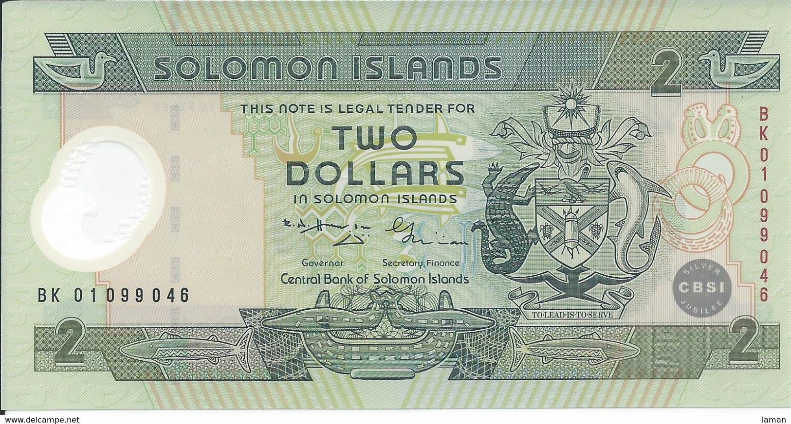 ILES  SALOMON  -  2  Dollars   2001   -- UNC  --   Polymer  -  Solomon Islands - Solomon Islands