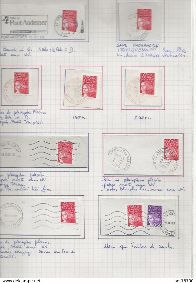 CLASSEUR DE VARIETES DIVERSES DE LA MARIANNE DE LUQUET, EN OBLITERES PRINCIPALEMENT