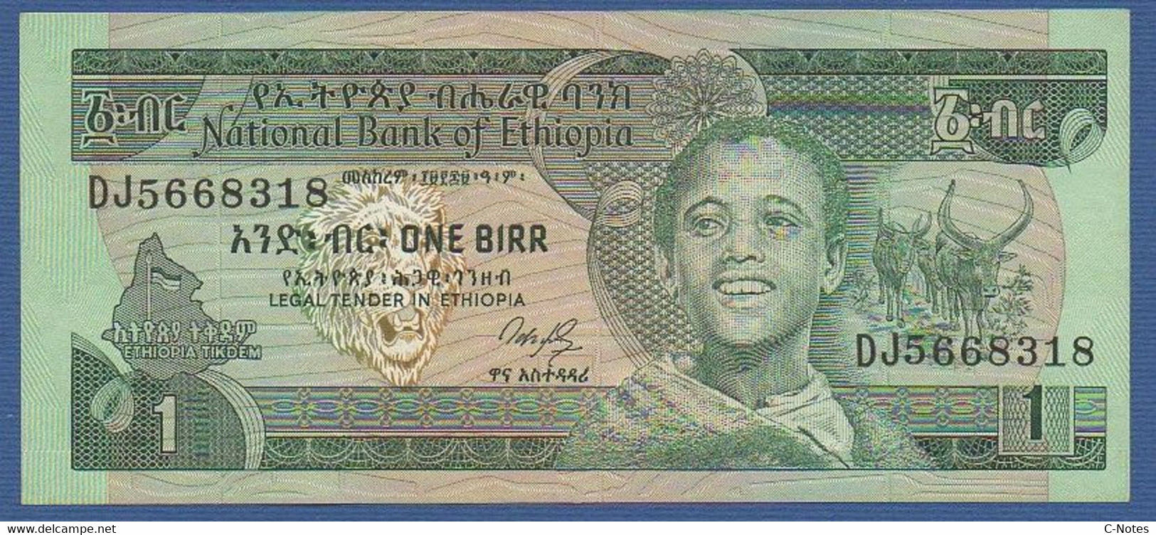 ETHIOPIA - P.36 – 1 Birr 1976 AUNC-, Serie DJ5668318 - Ethiopie