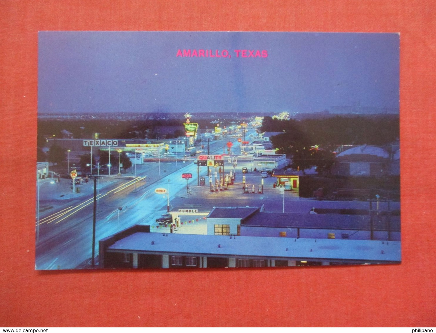 Night View  Highway 50 & 66 Gas Stations.   Amarillo  Texas > Amarillo   Ref 5444 - Amarillo