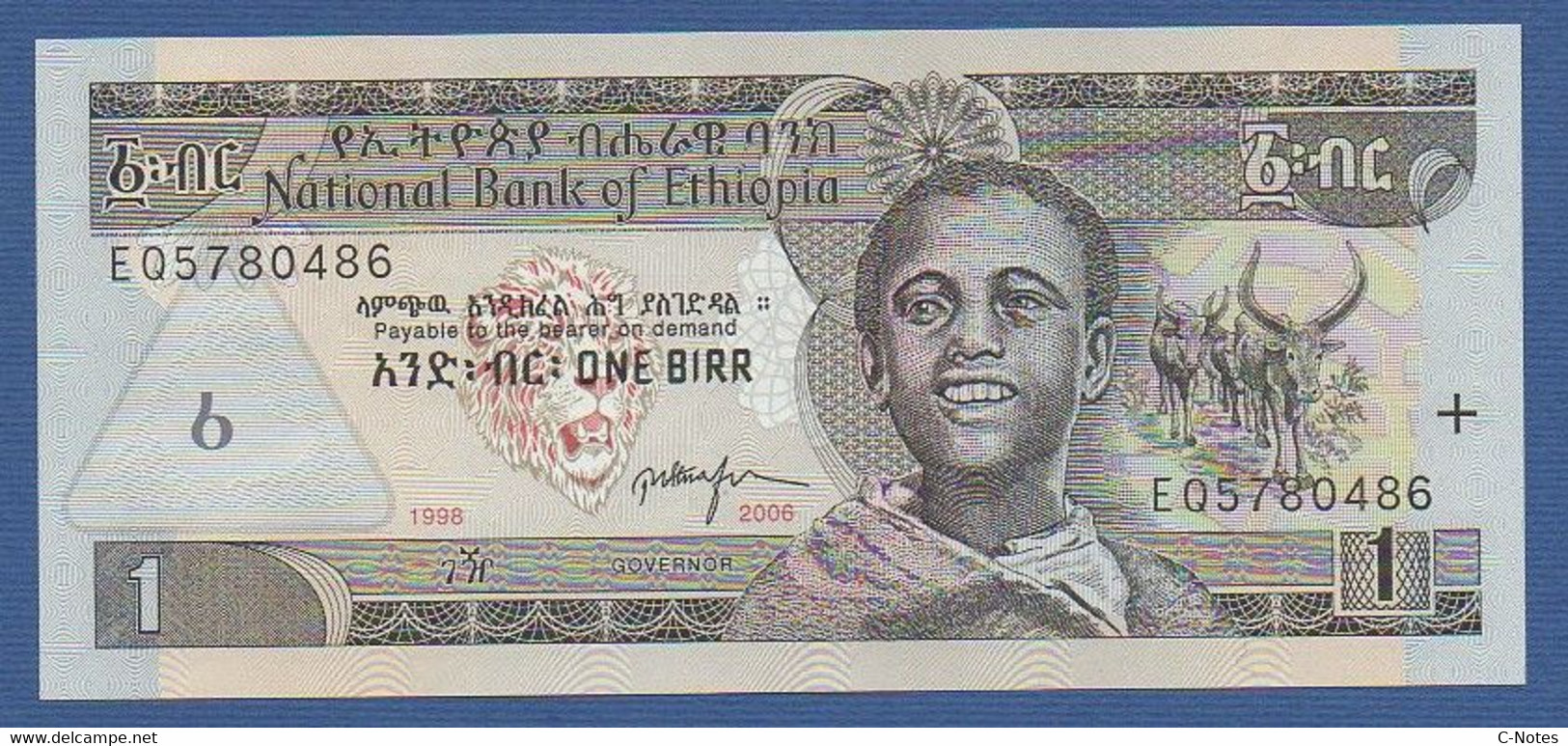 ETHIOPIA - P.46d – 1 Birr EE 1998 / AD 2006 UNC, Serie EQ5780486 - Aethiopien