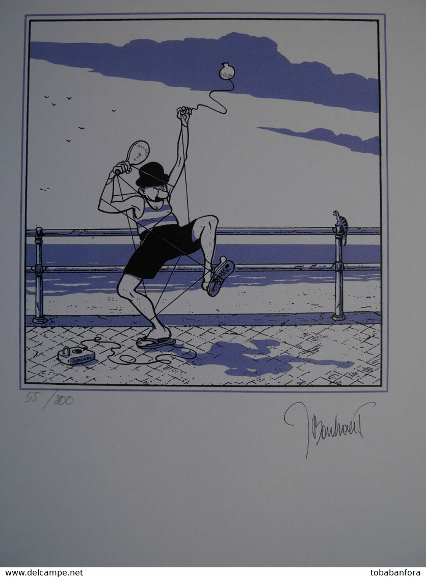 TRES RARE PORTFOLIO HOMMAGE à HERGE TINTIN , DE JAN BOSSCHAERT 8 SERIGRAPHIES NUMEROTEES SIGNEES FORTE COTE