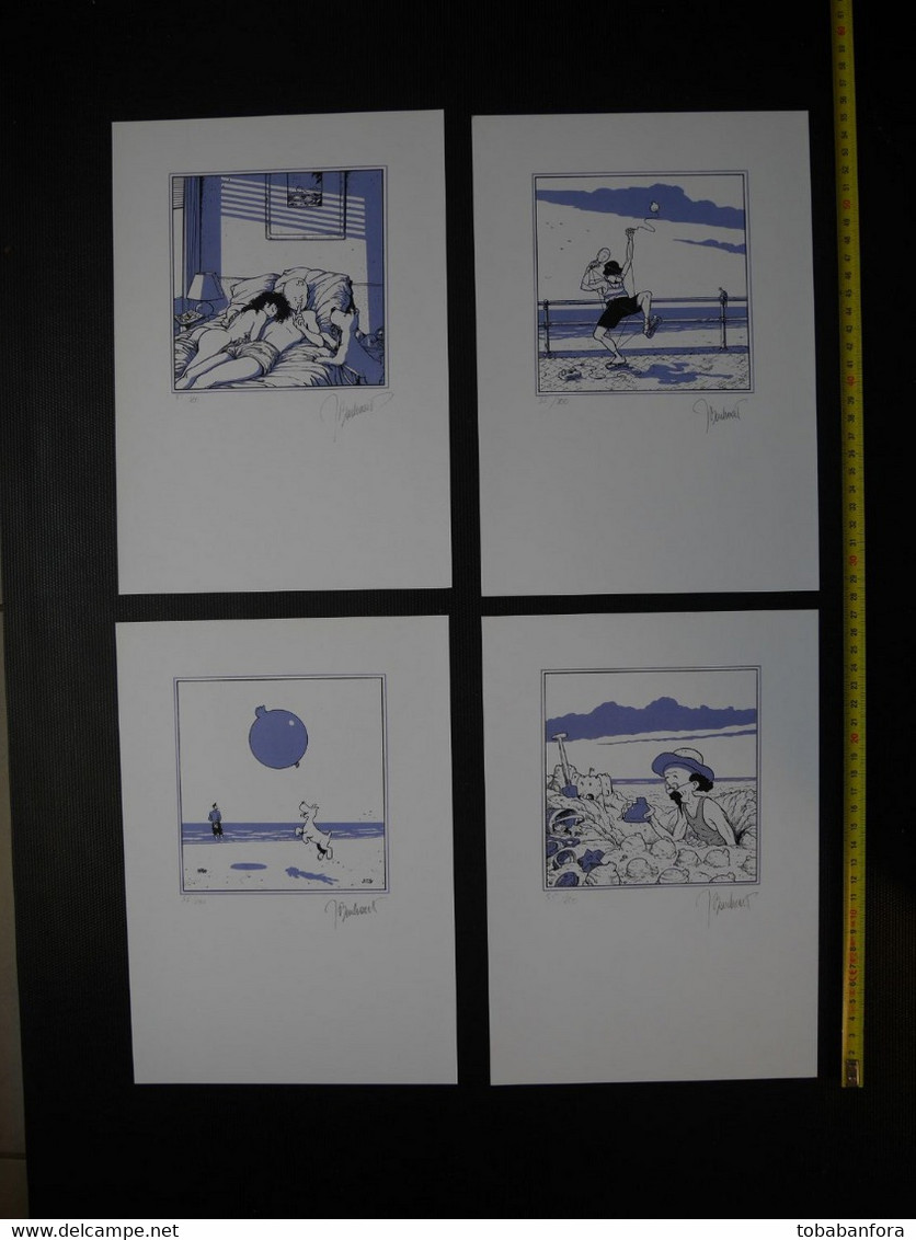 TRES RARE PORTFOLIO HOMMAGE à HERGE TINTIN , DE JAN BOSSCHAERT 8 SERIGRAPHIES NUMEROTEES SIGNEES FORTE COTE