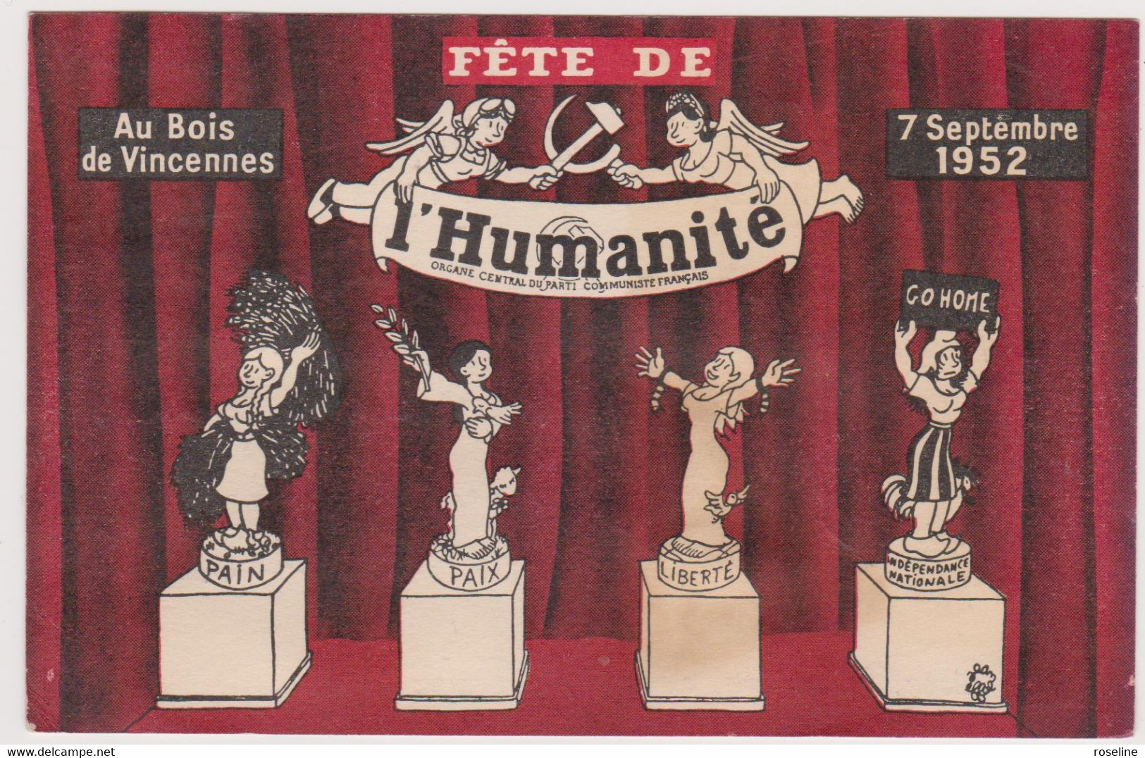 Jean EFFEL - Fete Humanité Vincennes Politique Marianne  - CSPM 9x14 BE 1952 - Effel