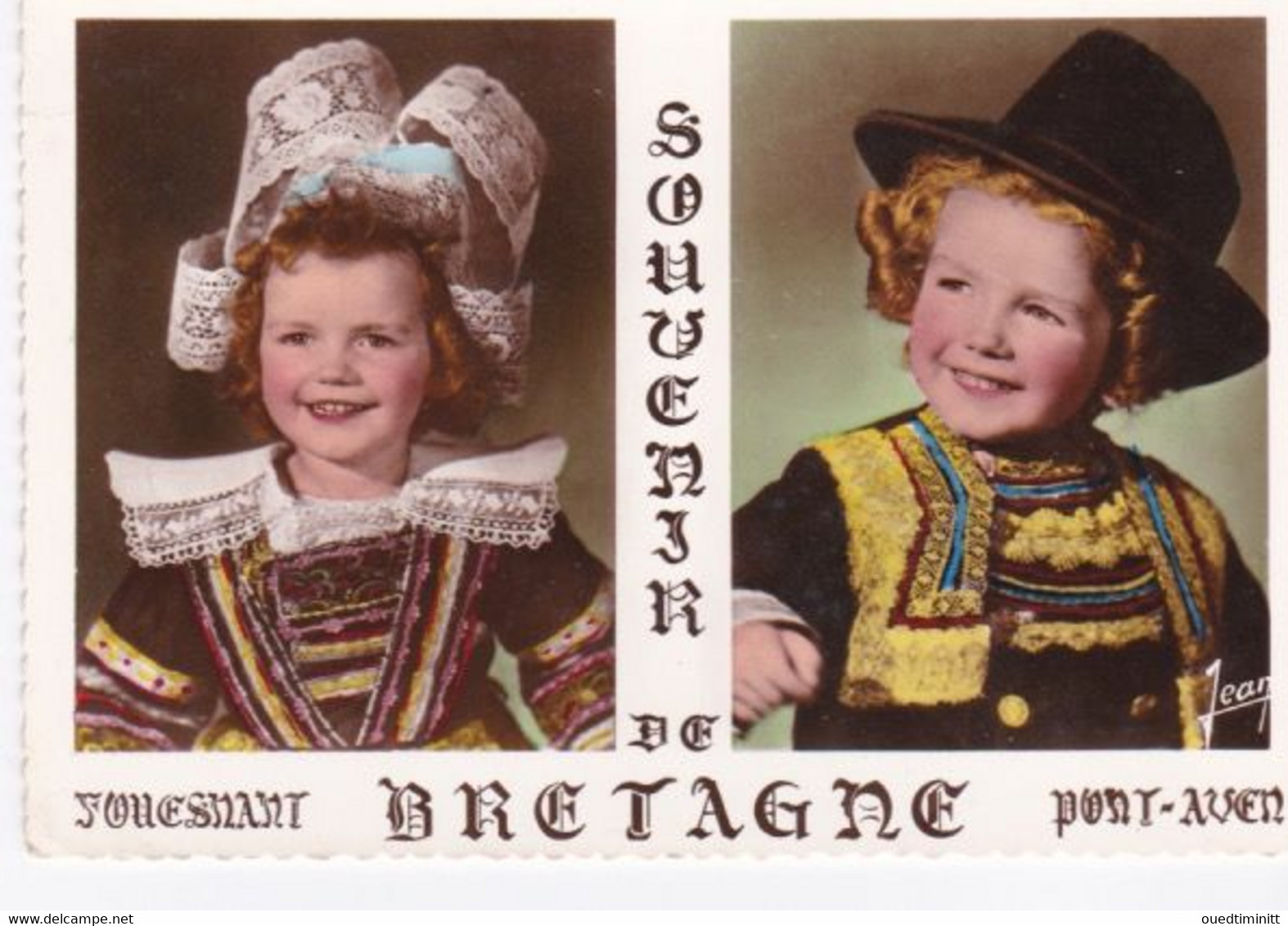 Cpsm Dentelé Grand Format. Souvenir De Bretagne, Enfants De Fouesnant Et Pont-Aven. - Portraits