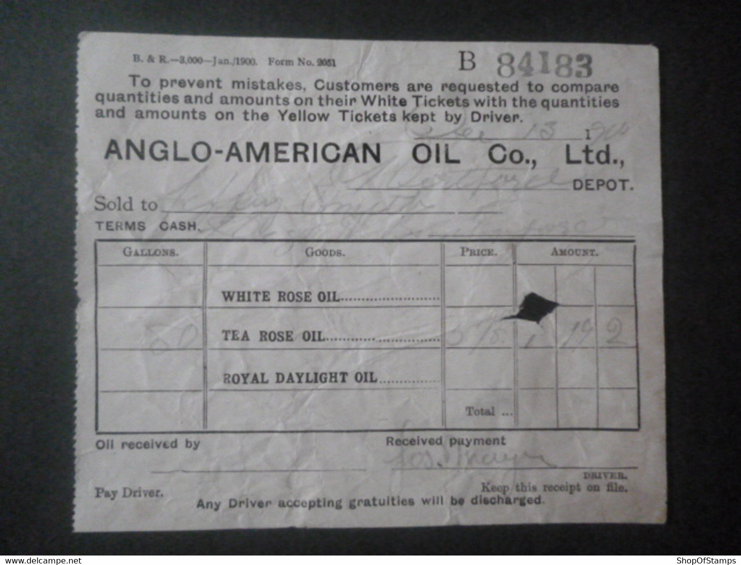 GREAT BRITAIN DOCUMENT ANGLO AMERICAN OIL CO INVOICES 1904 - Royaume-Uni